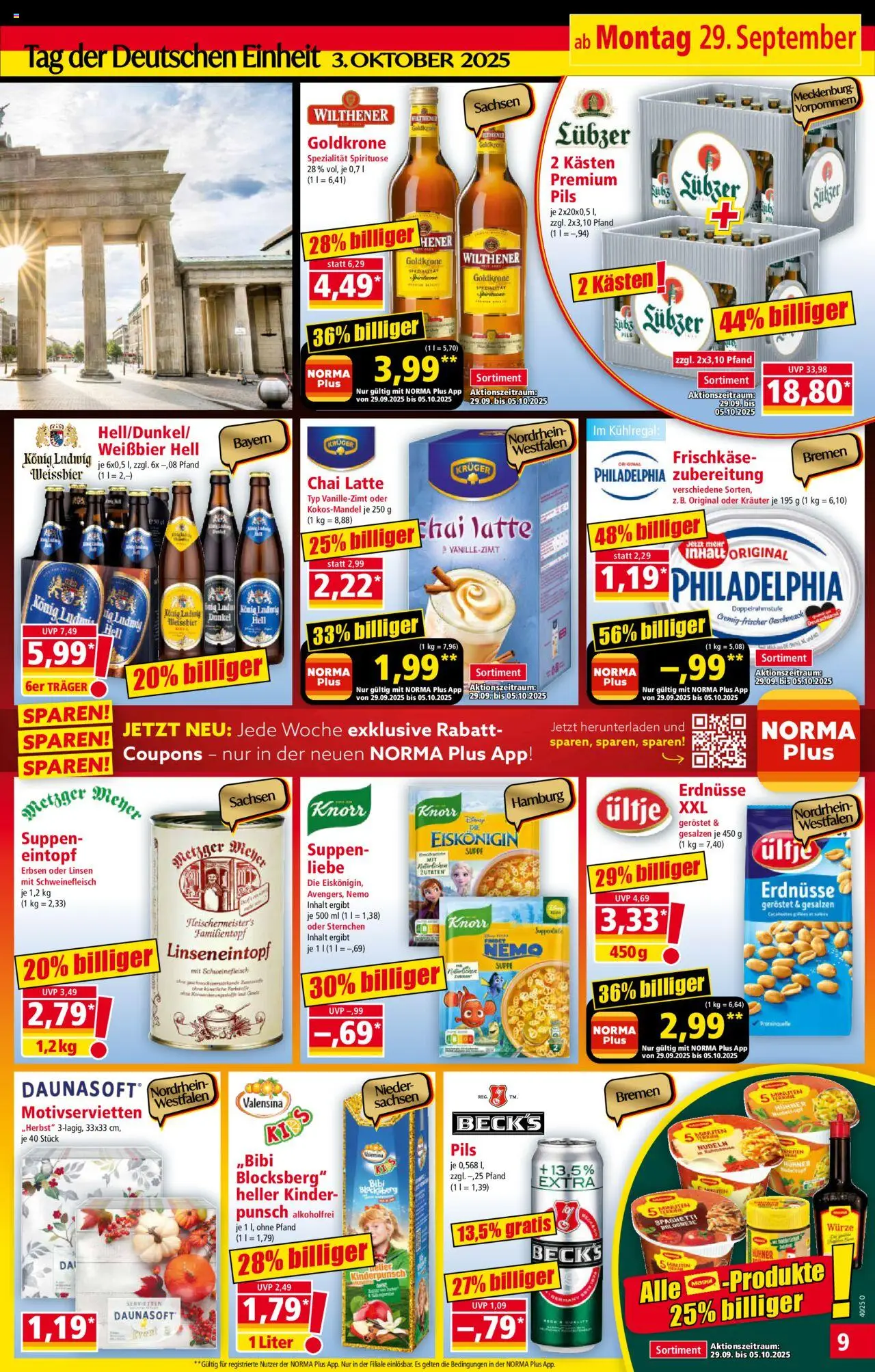 Norma Prospekt 	 – gültig ab 29.09.2025 | Seite: 10 | Produkte: Ultje erdnusse, Erdnüsse, Knorr, Nudeln
