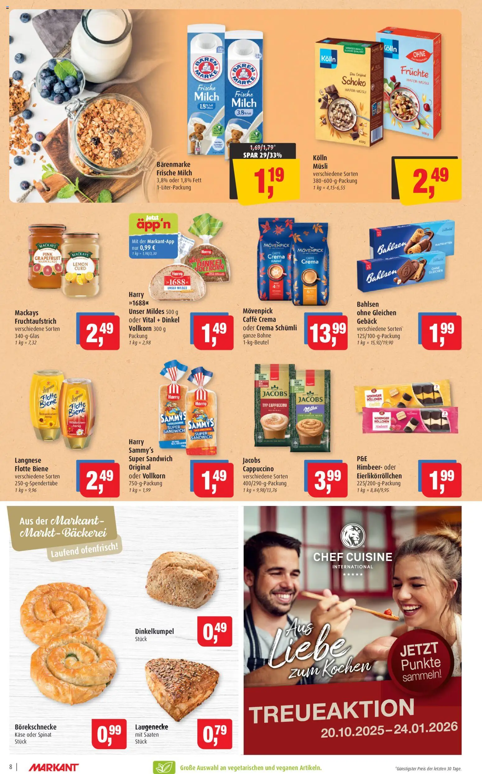 Markant Prospekt 	 – gültig ab 17.11.2025 | Seite: 8 | Produkte: Bäckerei, Kolln, Milka, Grapefruit