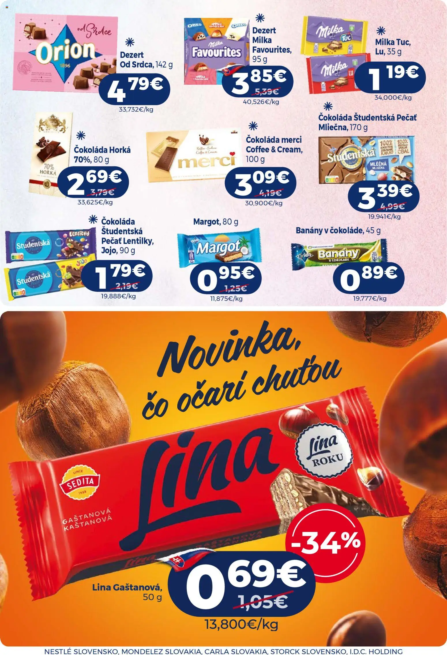 Nové Milk Agro akcie – leták je platný od 18.02.2026 | Strana: 8 | Produkty: Banány, Merci, Čokoláda, Študentská pečať