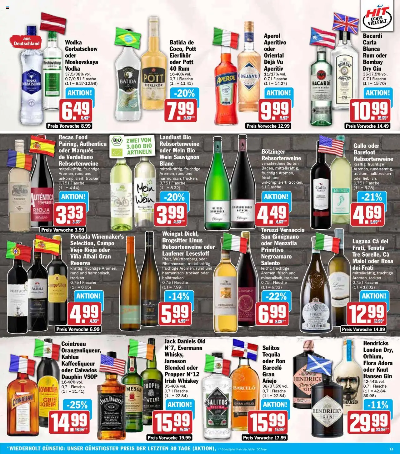 HIT - Baden-Württemberg - gültig ab dem 28.07.2025 | Seite: 13 | Produkte: Bacardi, Rum, Wein, Whiskey