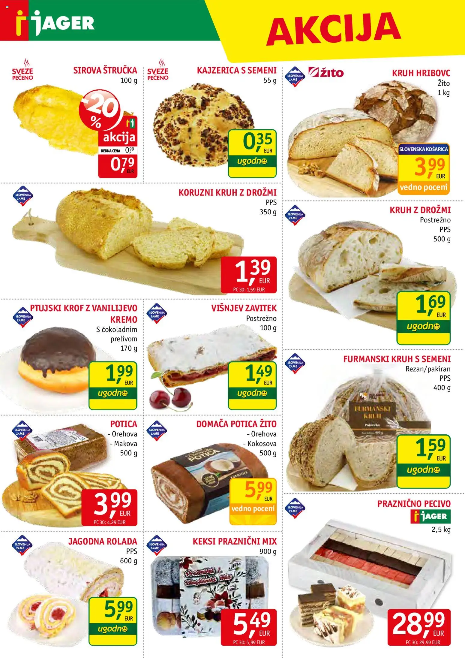 Novi Jager katalog ponudbe – veljaven od 25.03.2026 | Stran: 6 | Izdelki: Keksi, Štručka, Rolada, Kruh