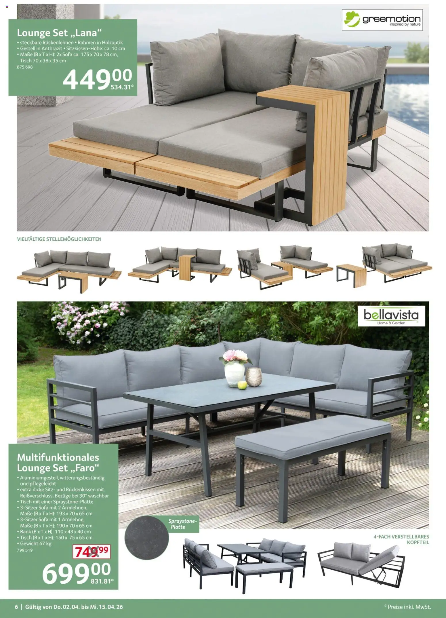 Selgros Garten & Freizeit – gültig ab 02.04.2026 | Seite: 6 | Produkte: Gewicht, Sofa, Tisch