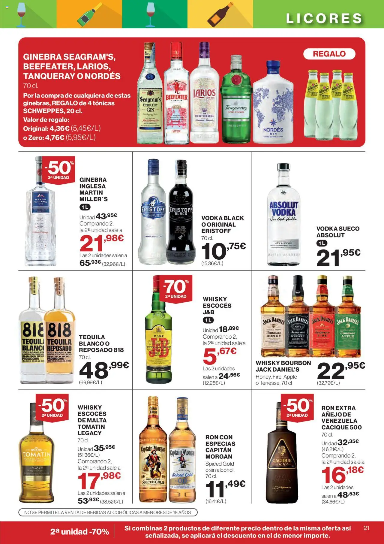 Hipercor catálogo │ válido desde el 11.09.2025 | Página: 23 | Productos: Ginebra, Vodka, Whisky, Apple