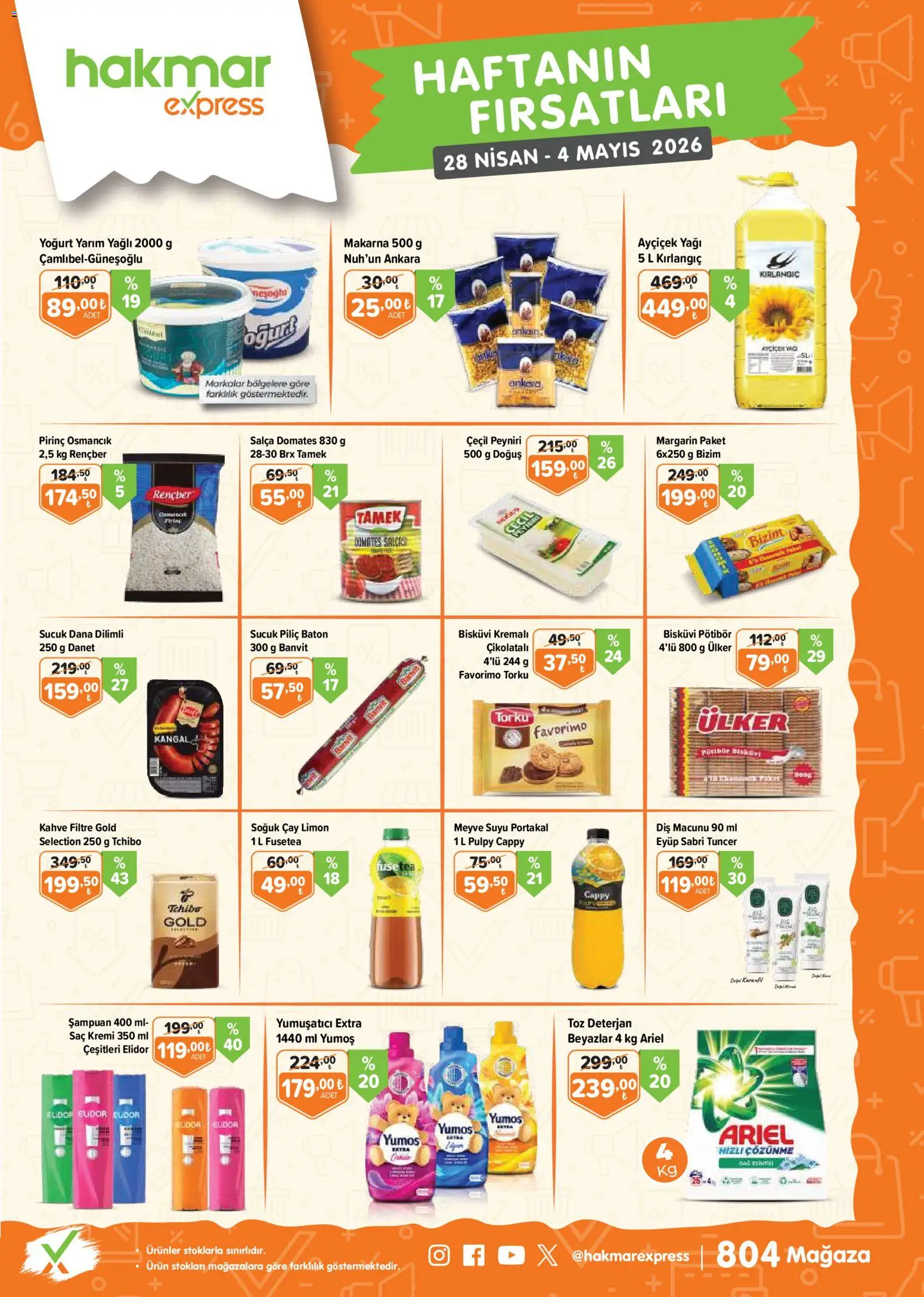 Hakmar Express Katalog - 28.04.2026 tarihinden itibaren geçerlidir | Sayfa: 1 | Ürünler: Kahve, Makarna, Limon, Sucuk