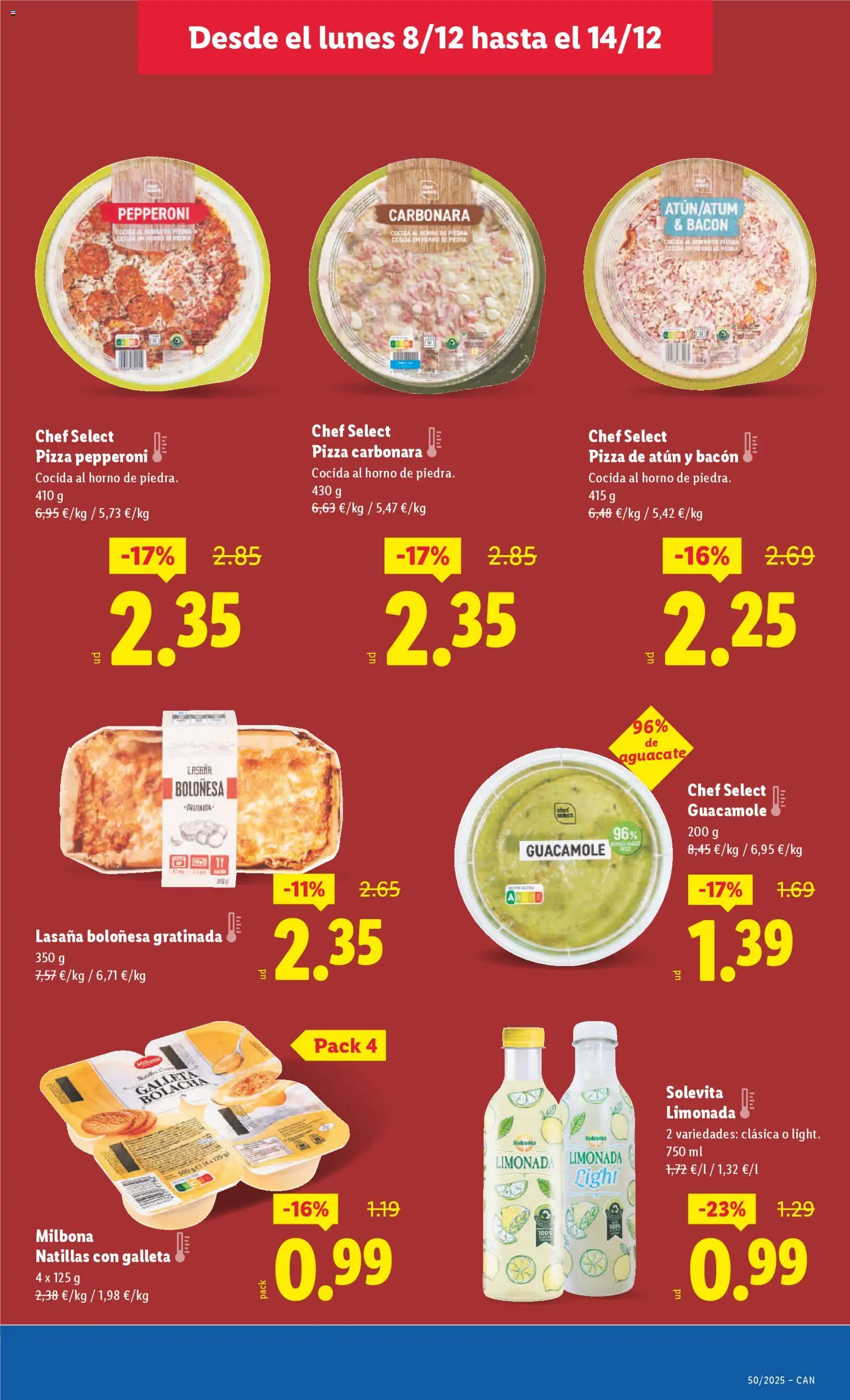 Lidl - Canarias │ válido desde el 08.12.2025 | Página: 5 | Productos: Pizza, Guacamole, Horno, Lasaña