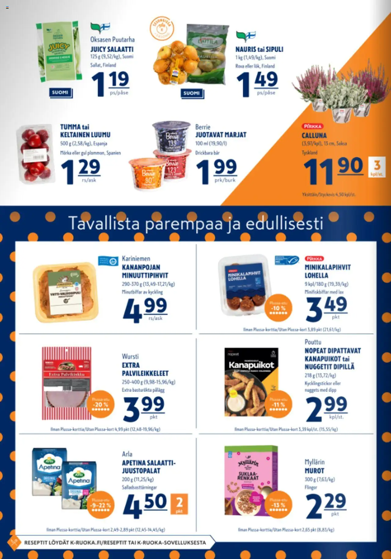 K-Supermarket tarjoukset – voimassa 11.09.2025 alkaen | Sivu: 2 | Tuotteet: Luumu, Nauris, Murot, Salaatti