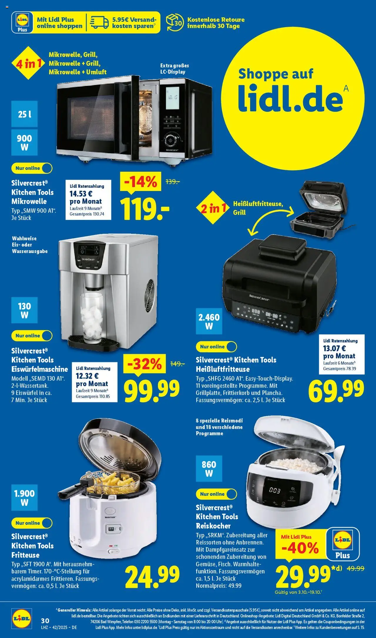 Lidl Prospekt Uffenheim – gültig ab 13.10.2025 | Seite: 6 | Produkte: Mikrowelle, Grill, Bad, Heißluftfritteuse