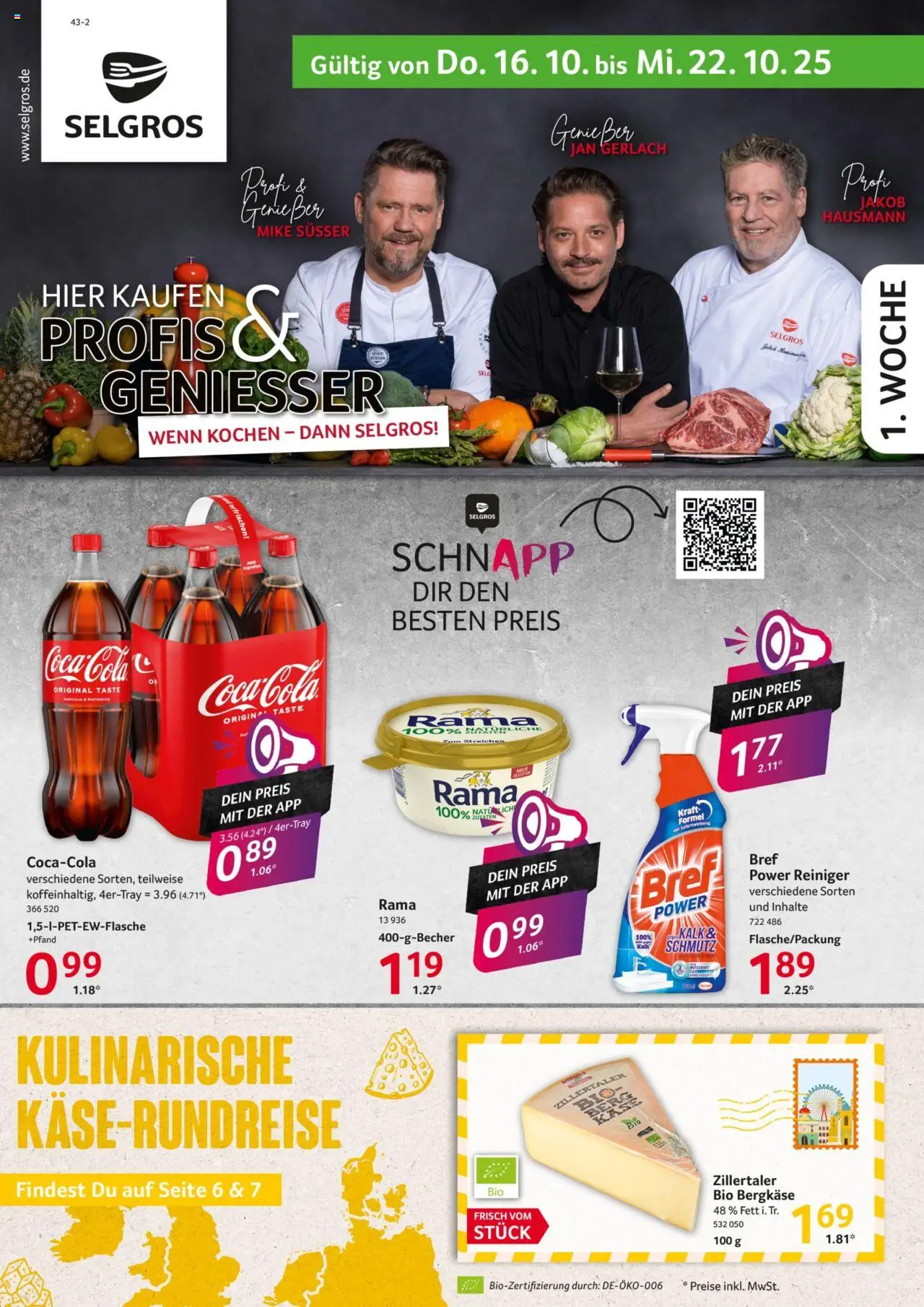 Selgros Prospekt 	 – gültig ab 16.10.2025 | Seite: 1 | Produkte: Rama, Käse