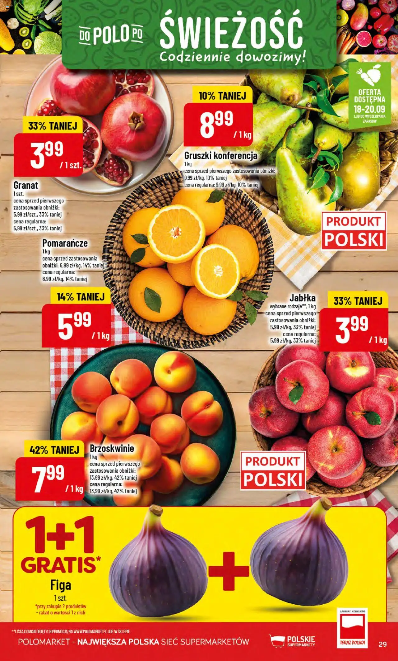 POLOmarket Gazetka od 17.09.2025 | Strona: 29 | Produkty: Jabłka, Pomarańcze, Brzoskwinie