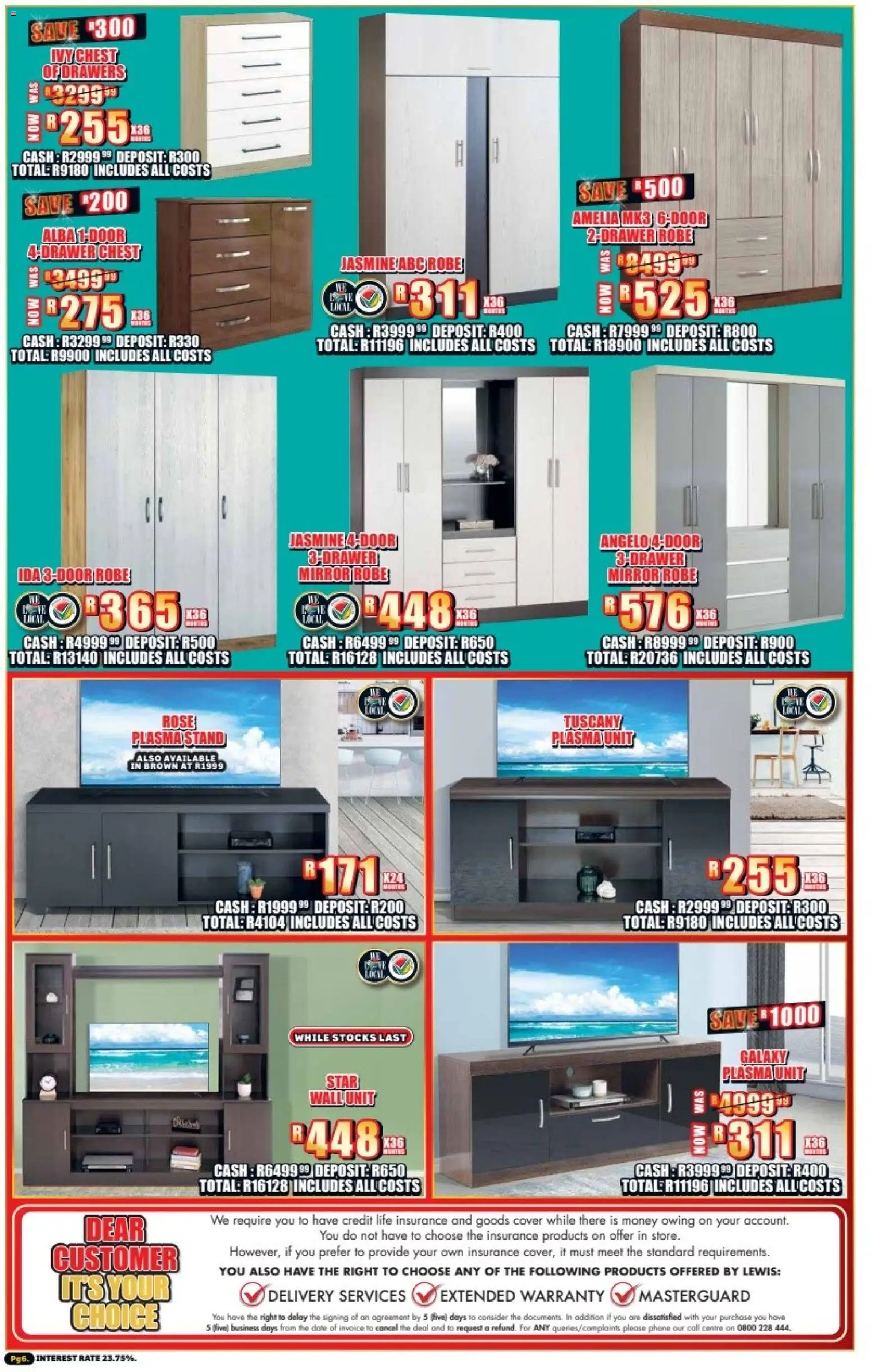 New Lewis Stores catalogue – valid from 23.02.2026 | Page: 6 | Products: Cover, Mirror, Wall unit, Plasma unit