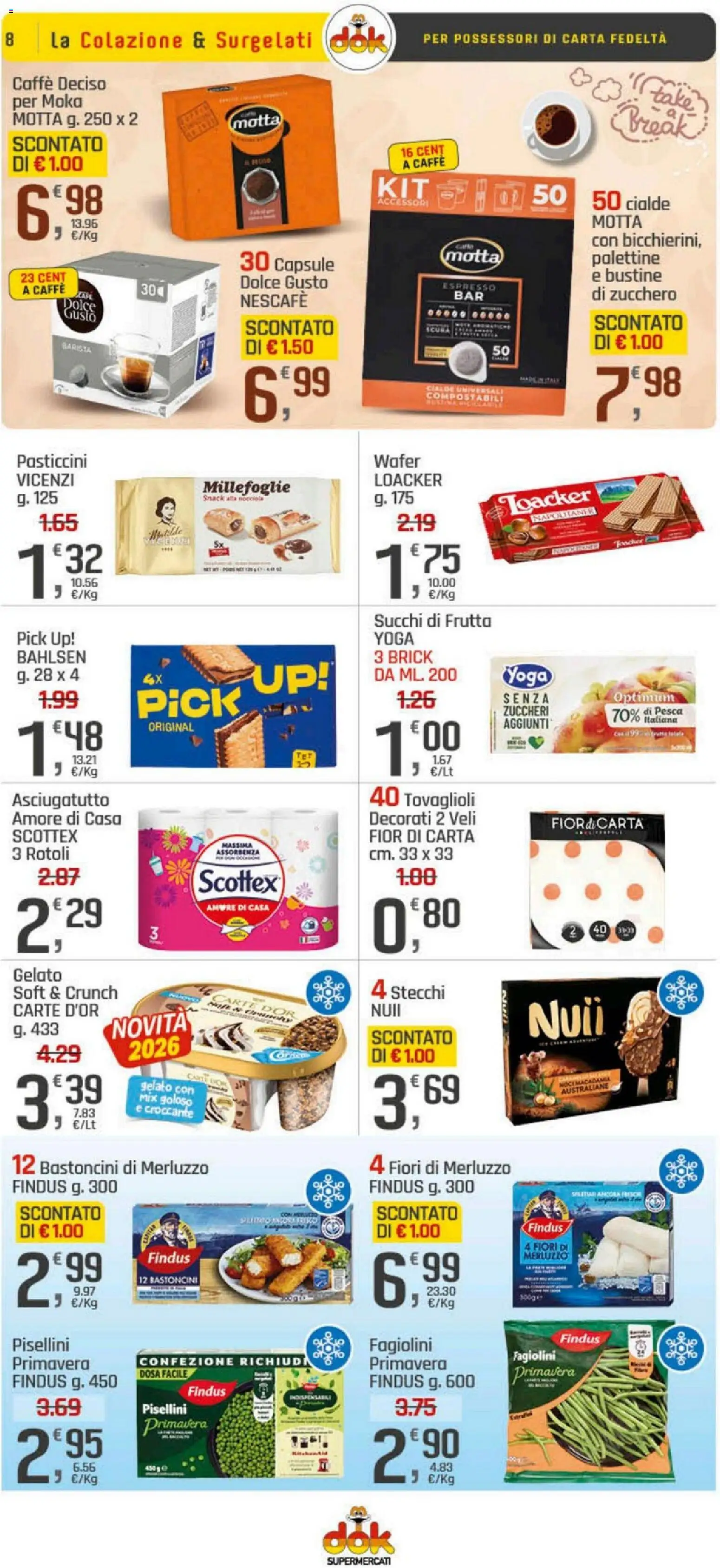 Volantino DOK del 20.04.2026 | Pagina: 8 | Prodotti: Gelato, Frutta, Pesca, Fagiolini