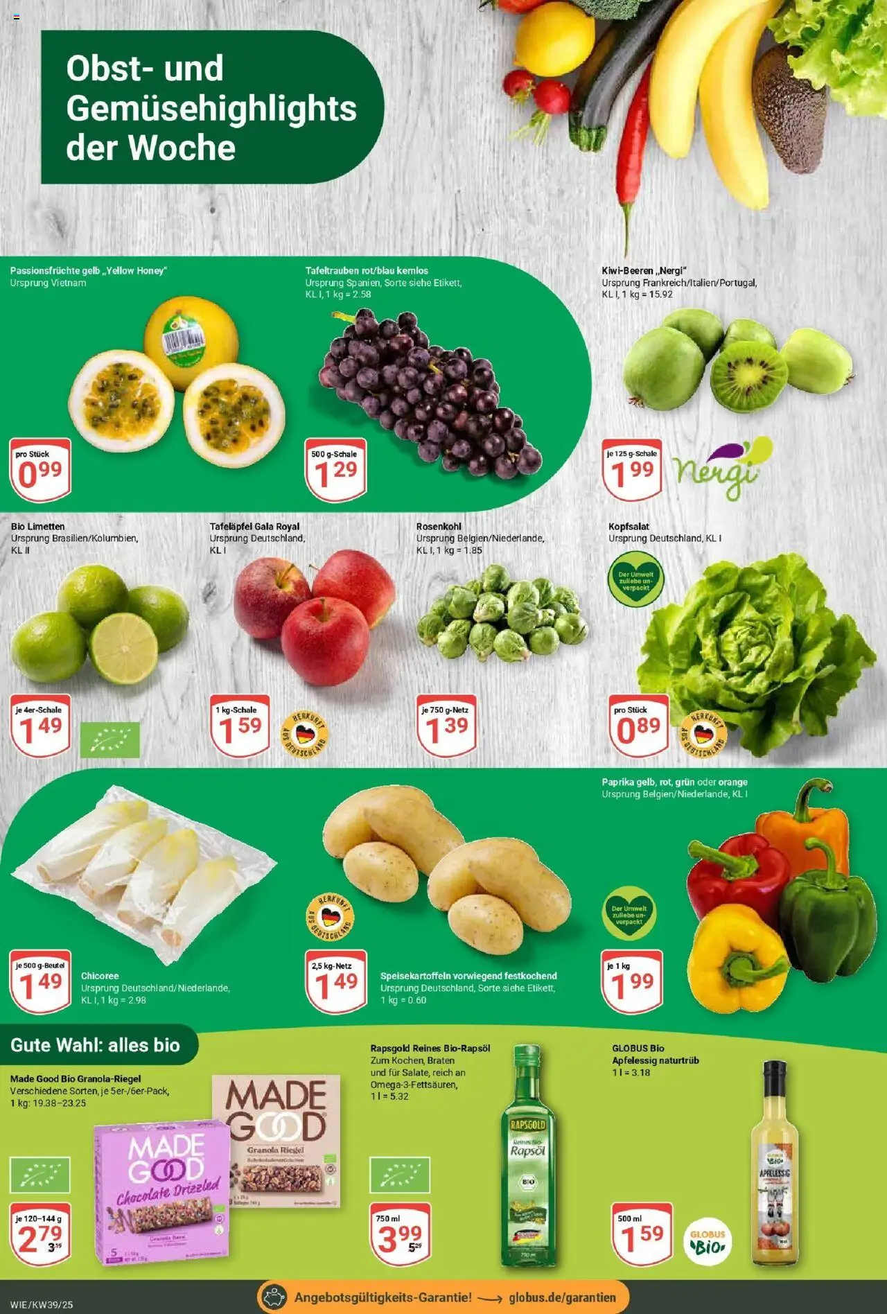 Globus prospekt Waghäusel	 – gültig ab 21.09.2025 | Seite: 4 | Produkte: Limetten, Rapsöl, Paprika, Obst