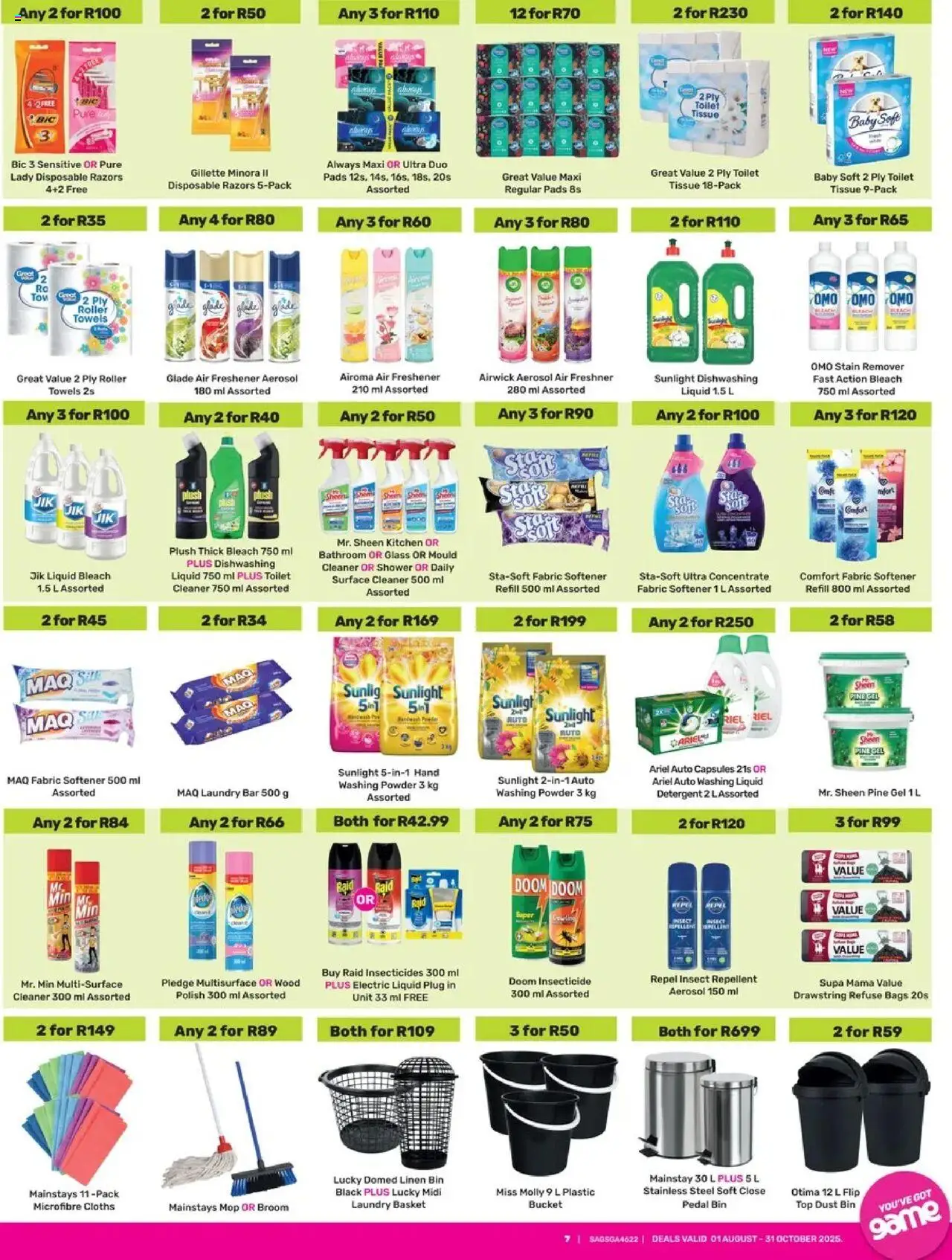 Game Catalogue valid from 01.08.2025 | Page: 7 | Products: Čokoladni napitci, Washing powder, Detergent, Game