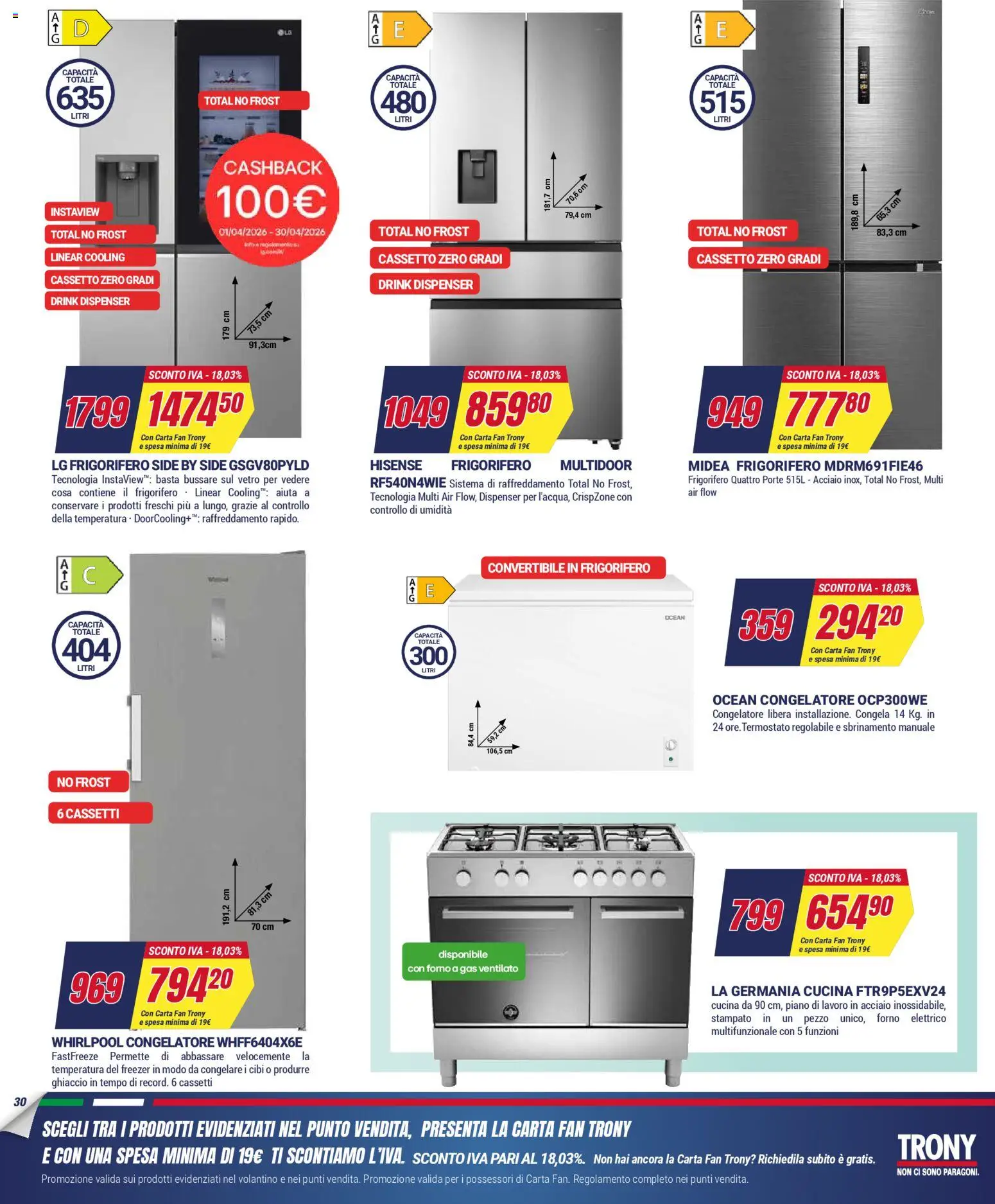Volantino Trony del 02.04.2026 | Pagina: 30 | Prodotti: Freezer, Forno, Fan, Forno elettrico