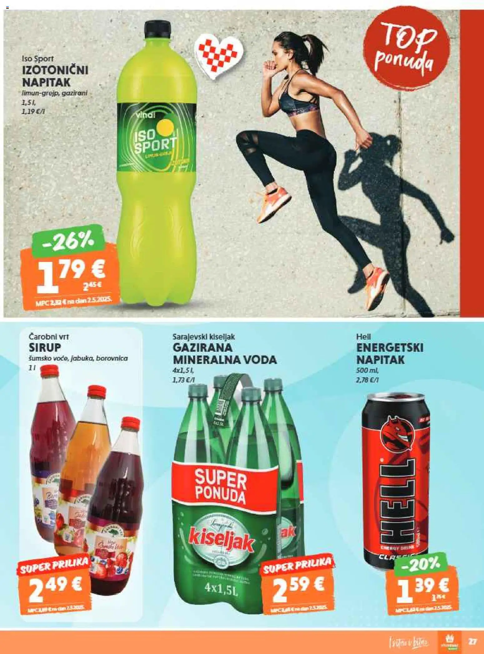 Studenac katalog | vrijedi od 07.01.2026 | Stranica: 27 | Proizvodi: Mineralna voda, Hell, Sarajevski kiseljak, Voda