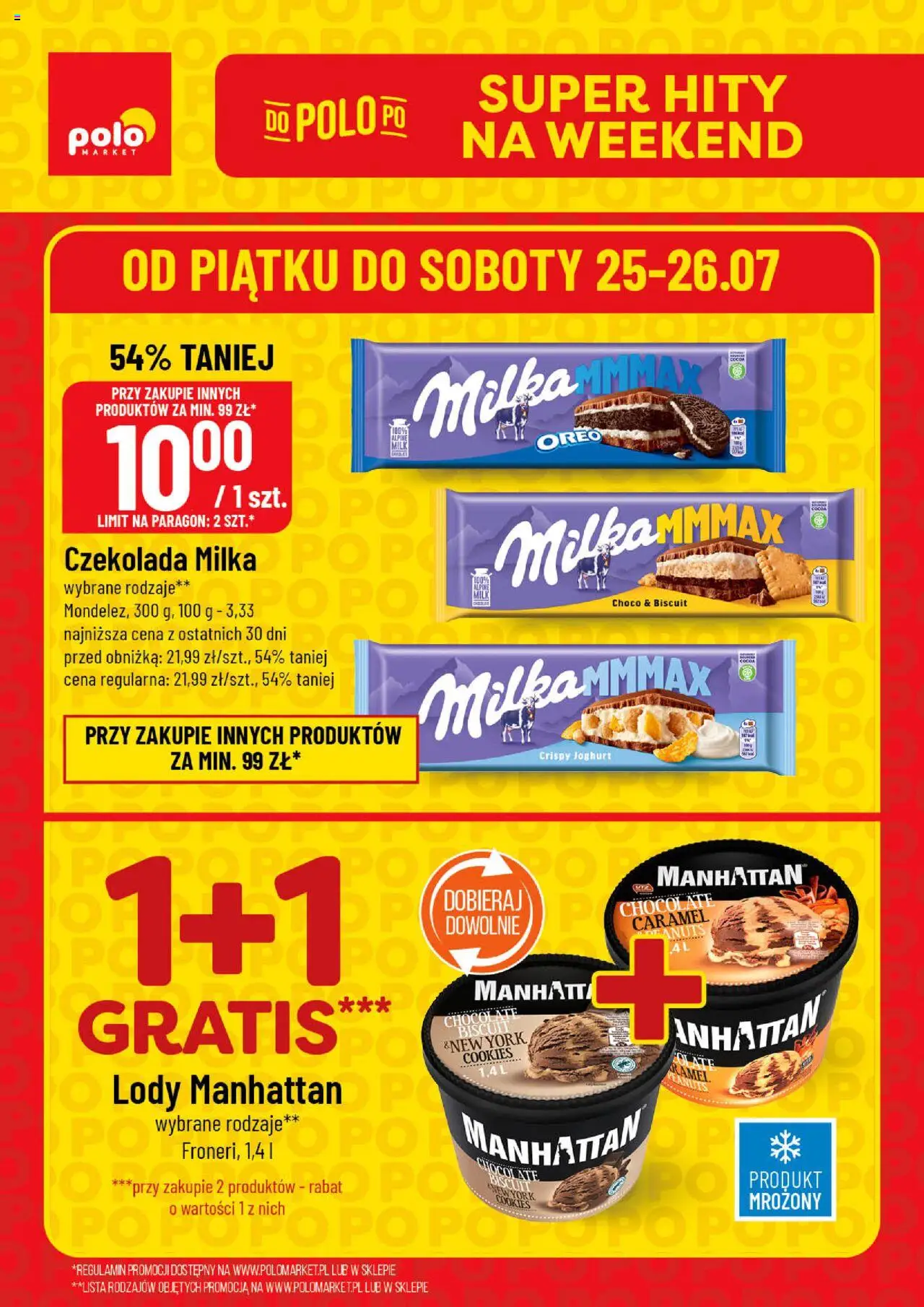 POLOmarket Gazetka - Super Hity od 24.07.2025 | Strona: 1 | Produkty: Czekolada milka, Milka, Lody manhattan, Czekolada