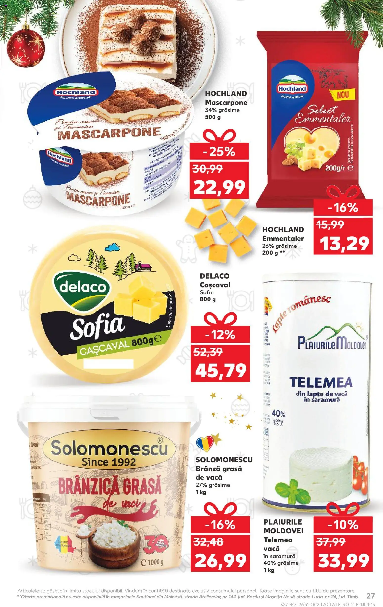 Kaufland RO akciós ujság - amely érvényes a következő dátumtól: 17.12.2025 | Oldal: 27 | Termékek: Mascarpone