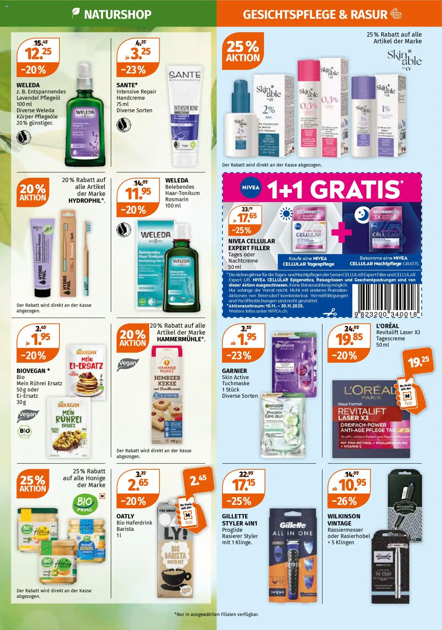 Müller Aktionen – gültig ab 13.11.2025 | Seite: 3 | Produkte: Handcreme, Tuchmaske, Kekse, Rasierer