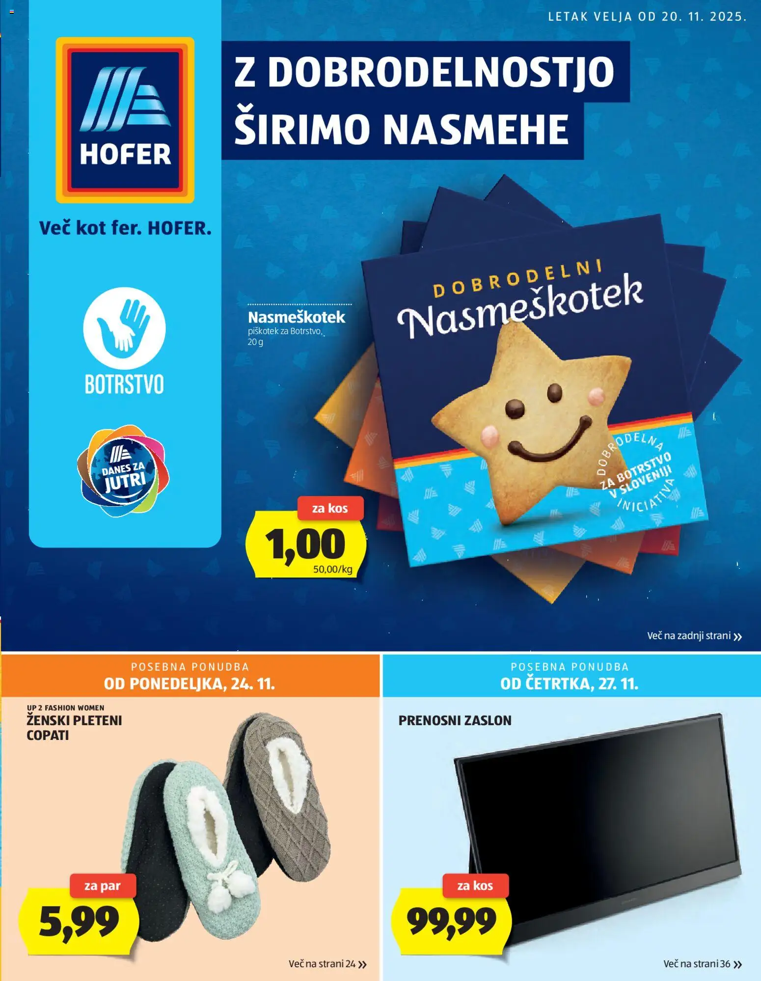 Novi Hofer katalog ponudbe – veljaven od 20.11.2025 | Stran: 1 | Izdelki: Kos, Copati