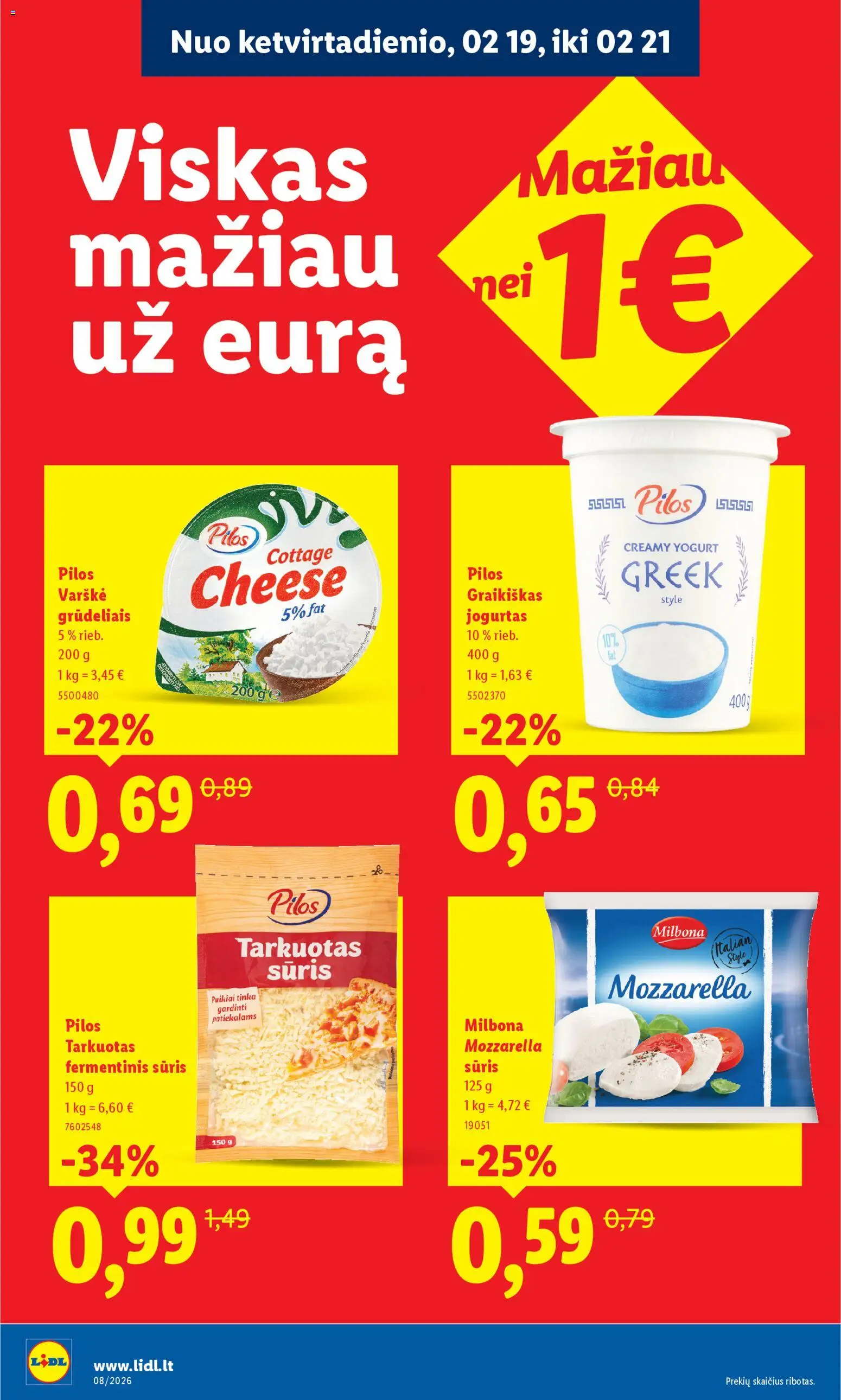 LIDL akcijos nuo 16.02.2026 | Puslapis: 2 | Prekių: Fermentinis sūris, Jogurtas, Sūris, Varškė