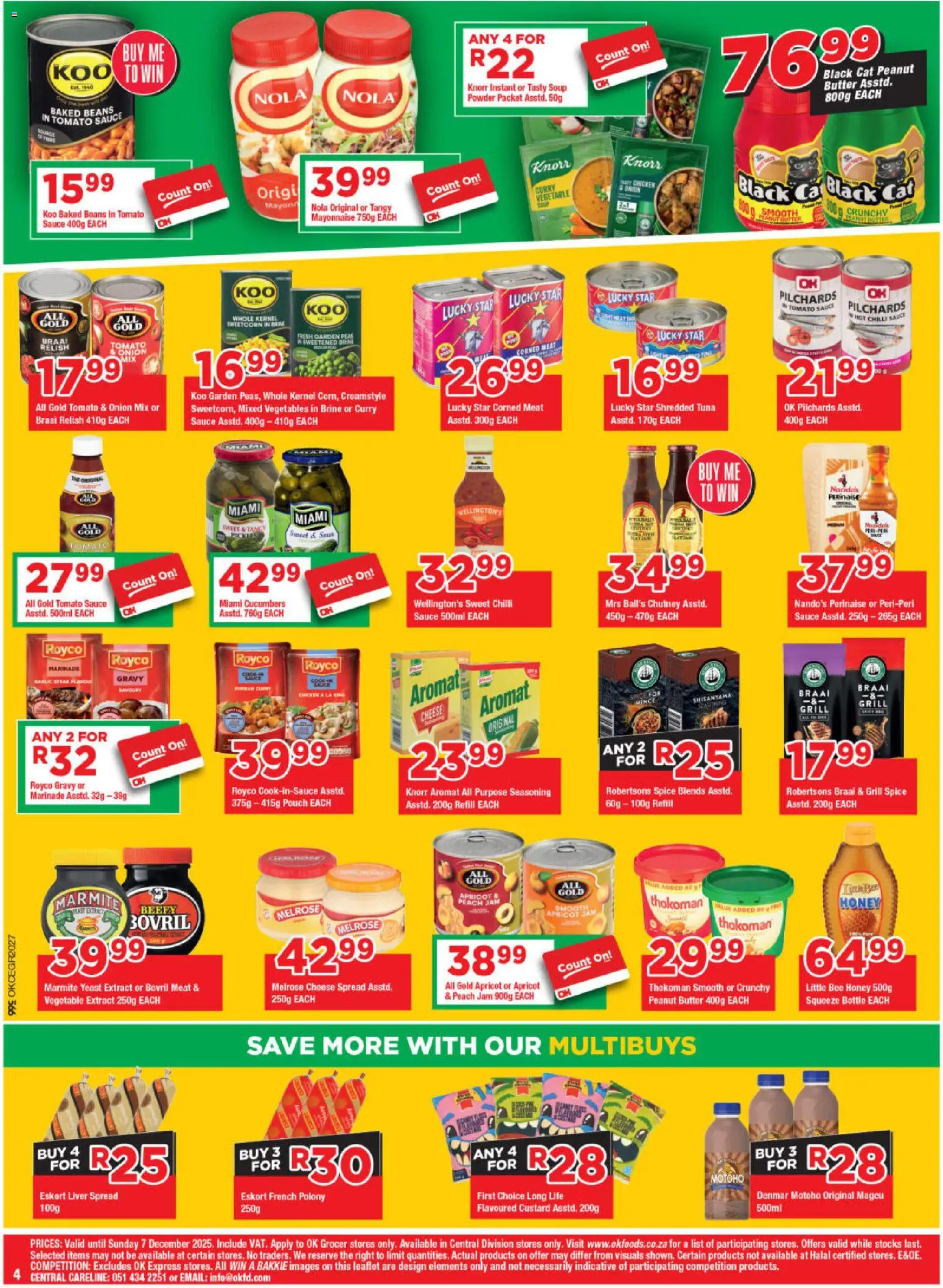 New OK Foods catalogue – valid from 25.11.2025 | Page: 4 | Products: Pilchards, Grill, Butter, Braai relish