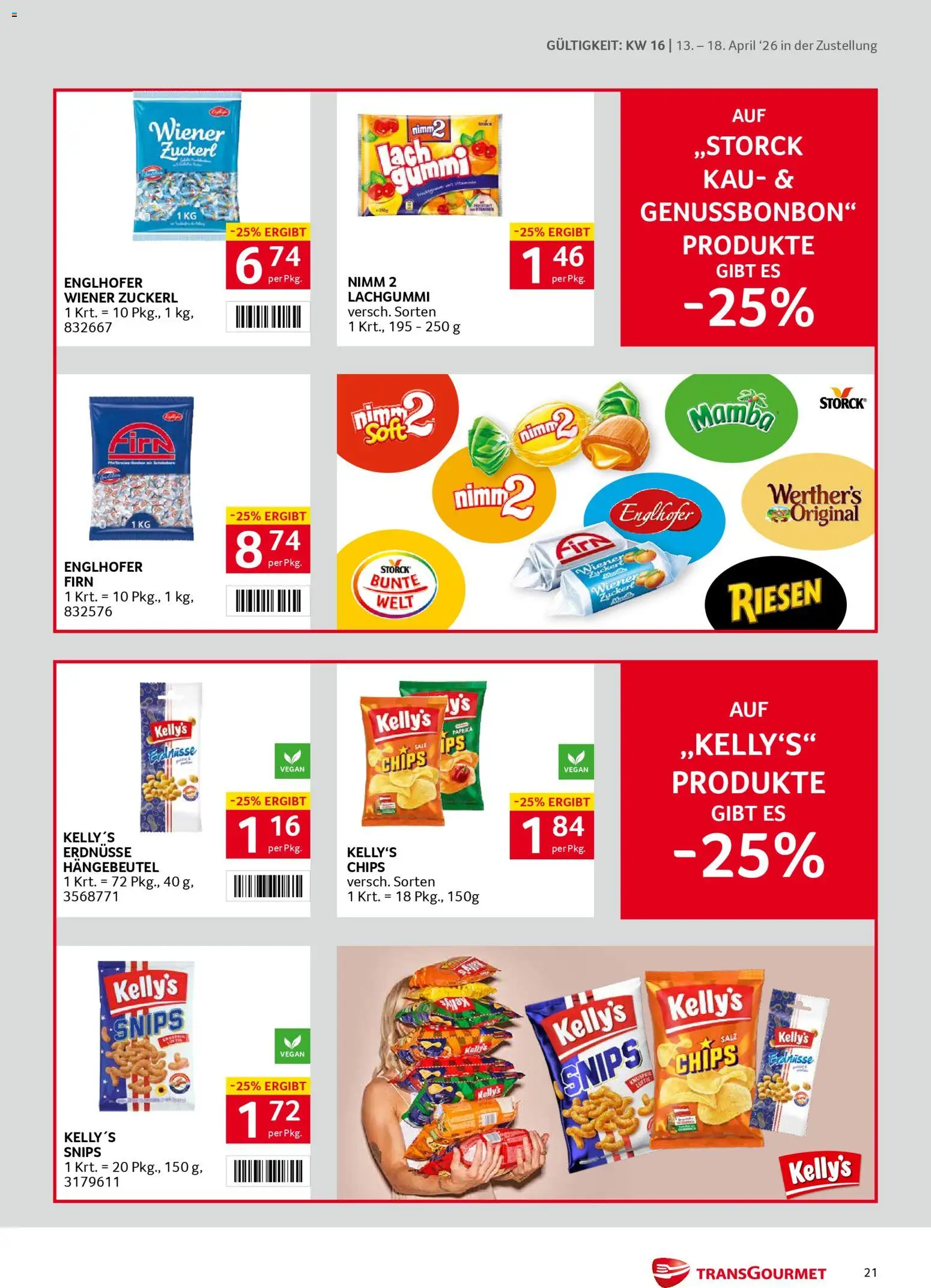 Transgourmet Zustellaktion gültig ab 13.04.2026 | Seite: 21 | Produkte: Chips, Salz, Папионка