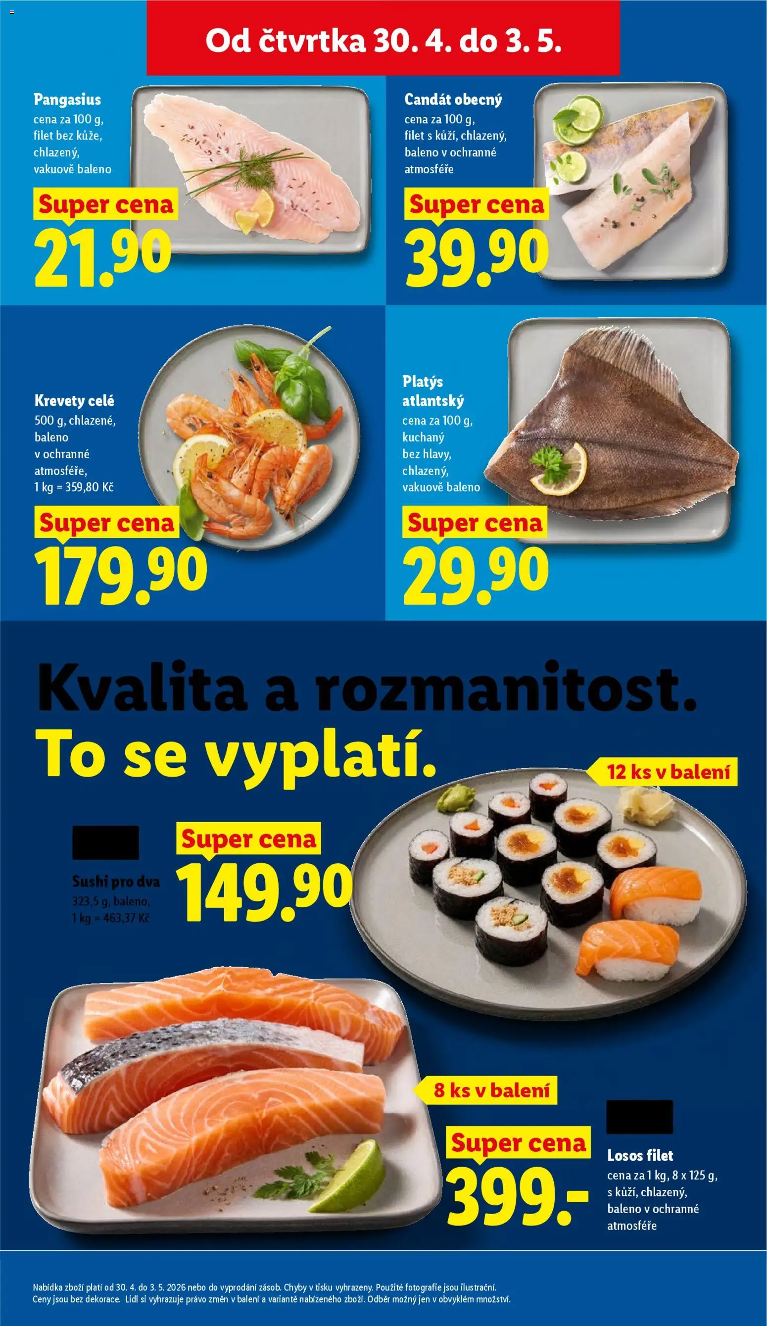 Lidl leták od 30.04.2026 | Strana: 13 | Produkty: Losos, Candát, Filet, Krevety