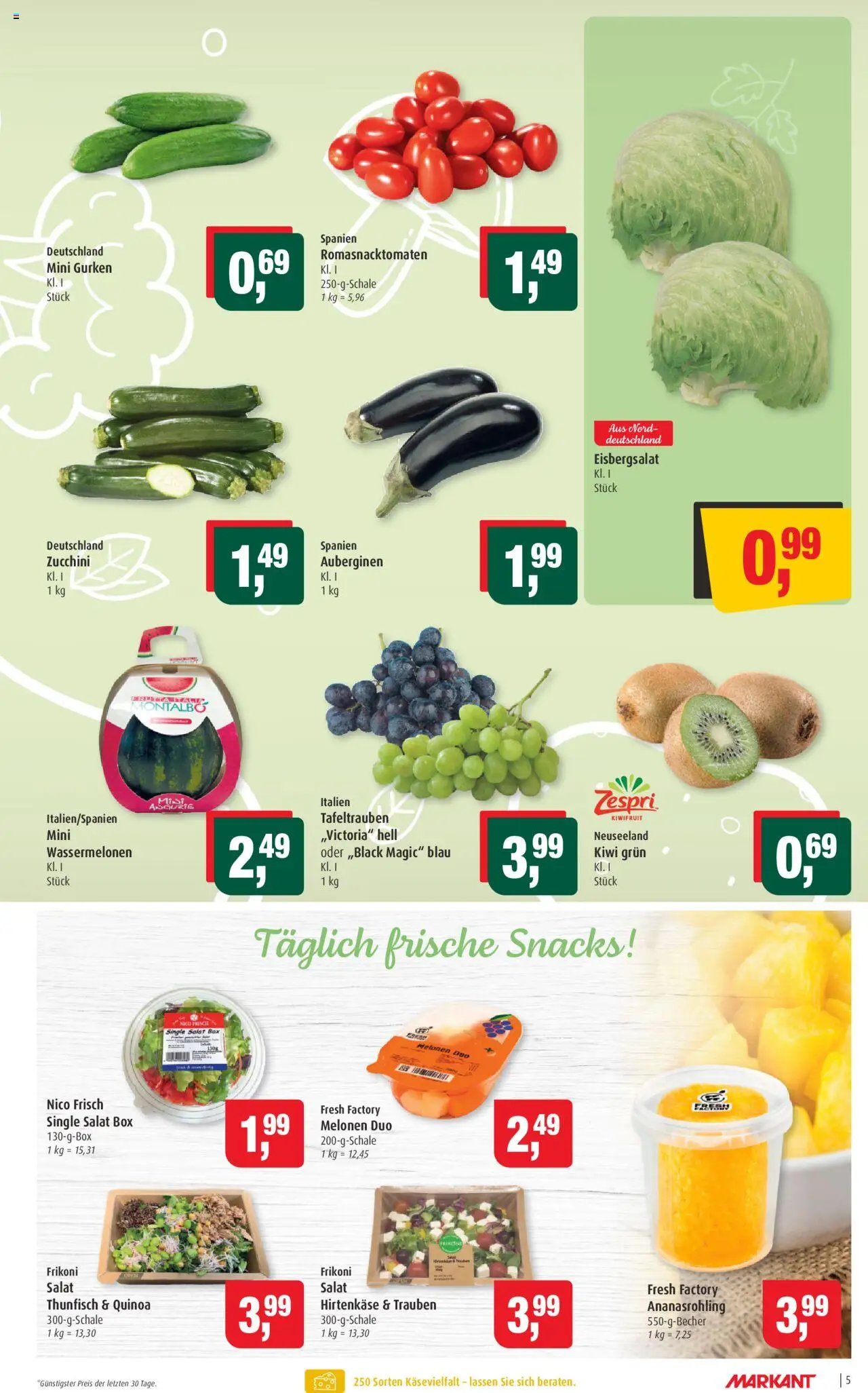 Markant Prospekt 	 - gültig ab dem 11.08.2025 | Seite: 5 | Produkte: Thunfisch, Eisbergsalat, Gurken, Salat