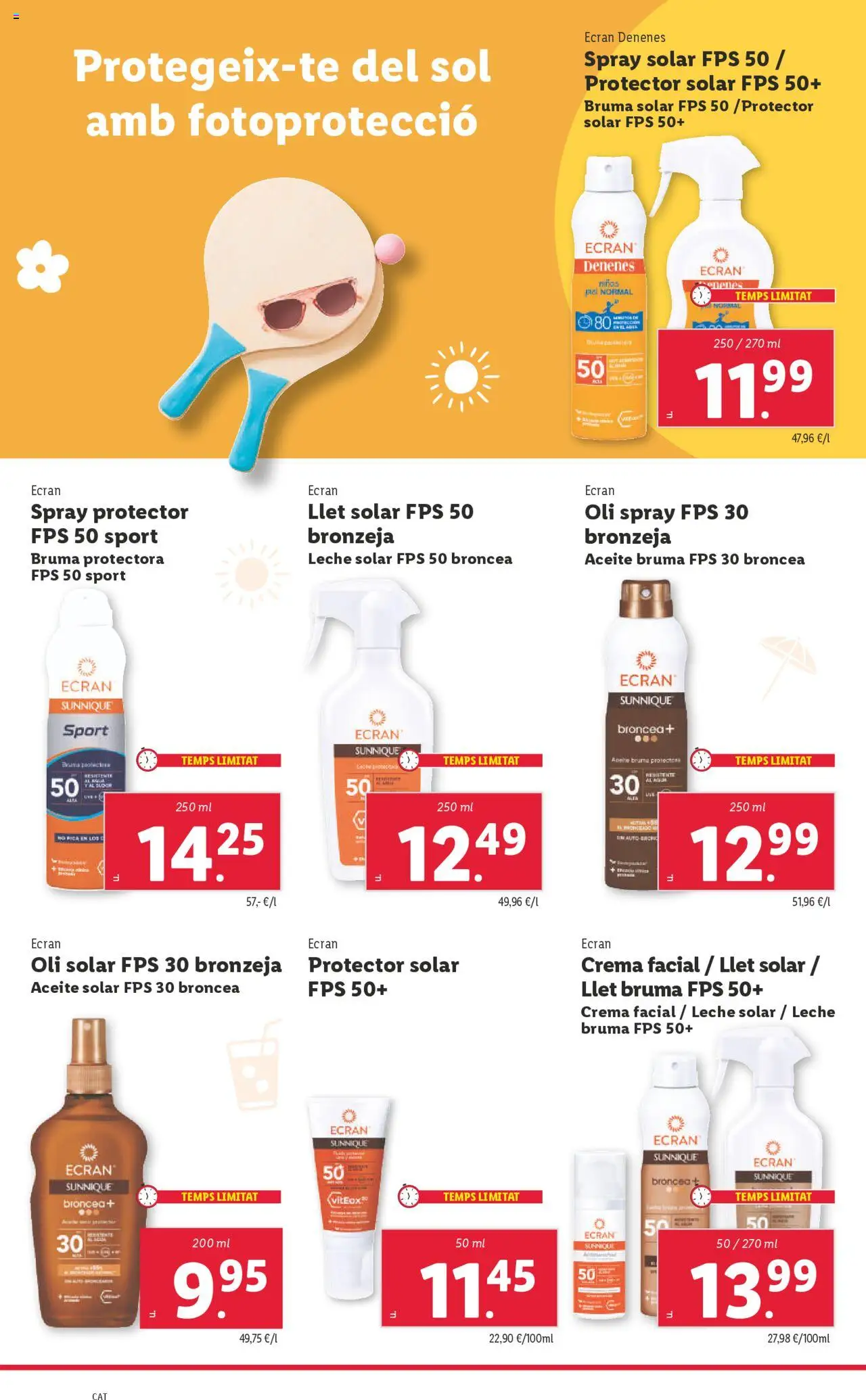 Lidl catálogo BCN │ válido desde el 09.06.2025 | Página: 28 | Productos: Spray solar, Protector solar, Leche, Crema facial