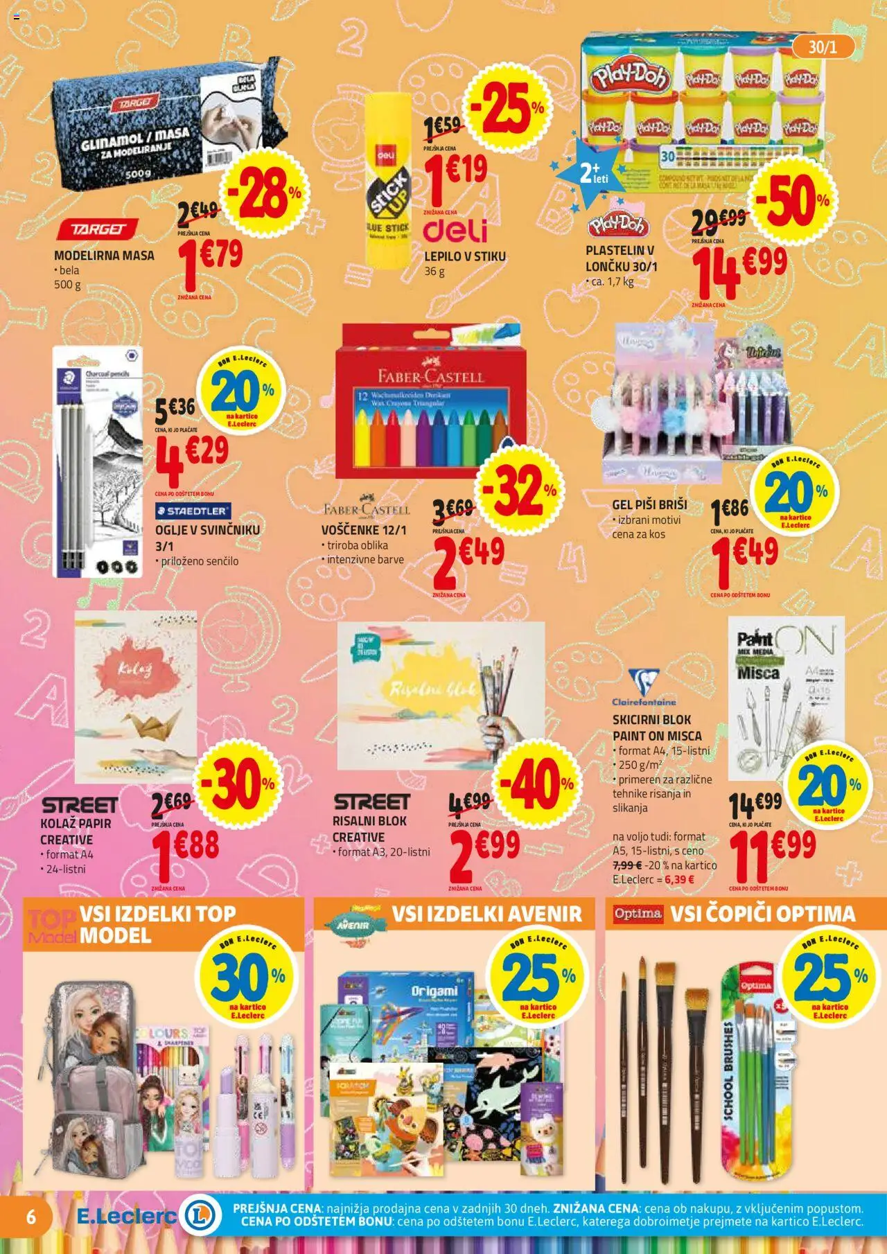 E.leclerc katalog │ velja od 13.08.2025 | Stran: 6 | Izdelki: Kos, Blok, Senčilo, Lepilo