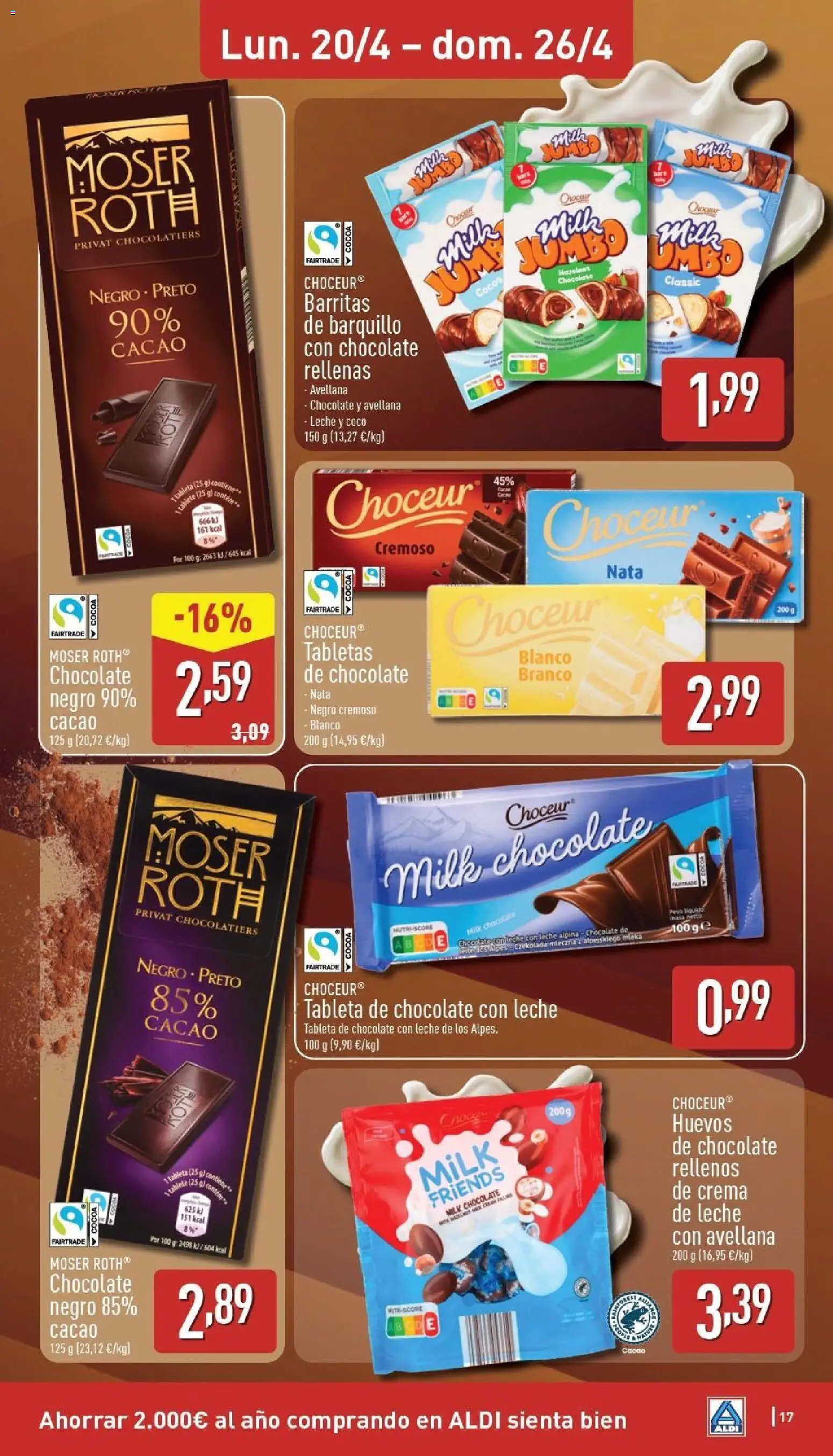 Aldi folleto Canarias │ válido desde el 20.04.2026 | Página: 17 | Productos: Huevos, Chocolate, Chocolate con leche, Peso