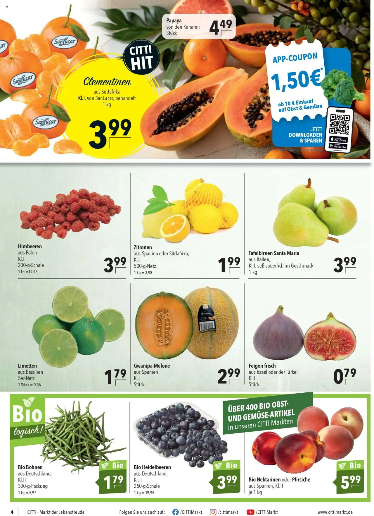 CITTI Markt Prospekt 	 - gültig ab dem 13.08.2025 | Seite: 4 | Produkte: Himbeeren, Limetten, Heidelbeeren, Gemüse
