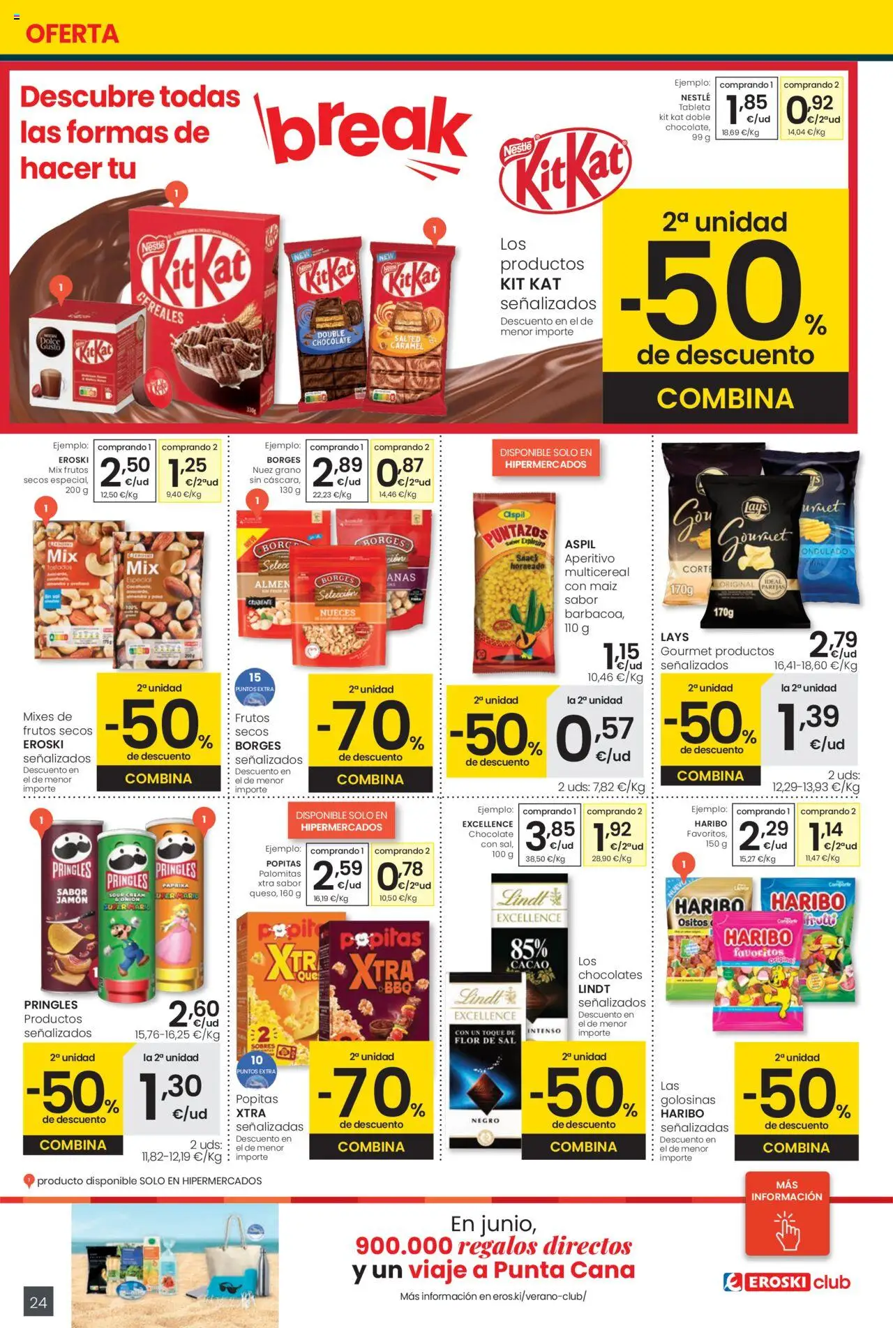 Eroski folleto │ válido desde el 29.05.2025 | Página: 24 | Productos: Jamón, Golosinas, Κεραία, Φρυγανιές σικάλεως