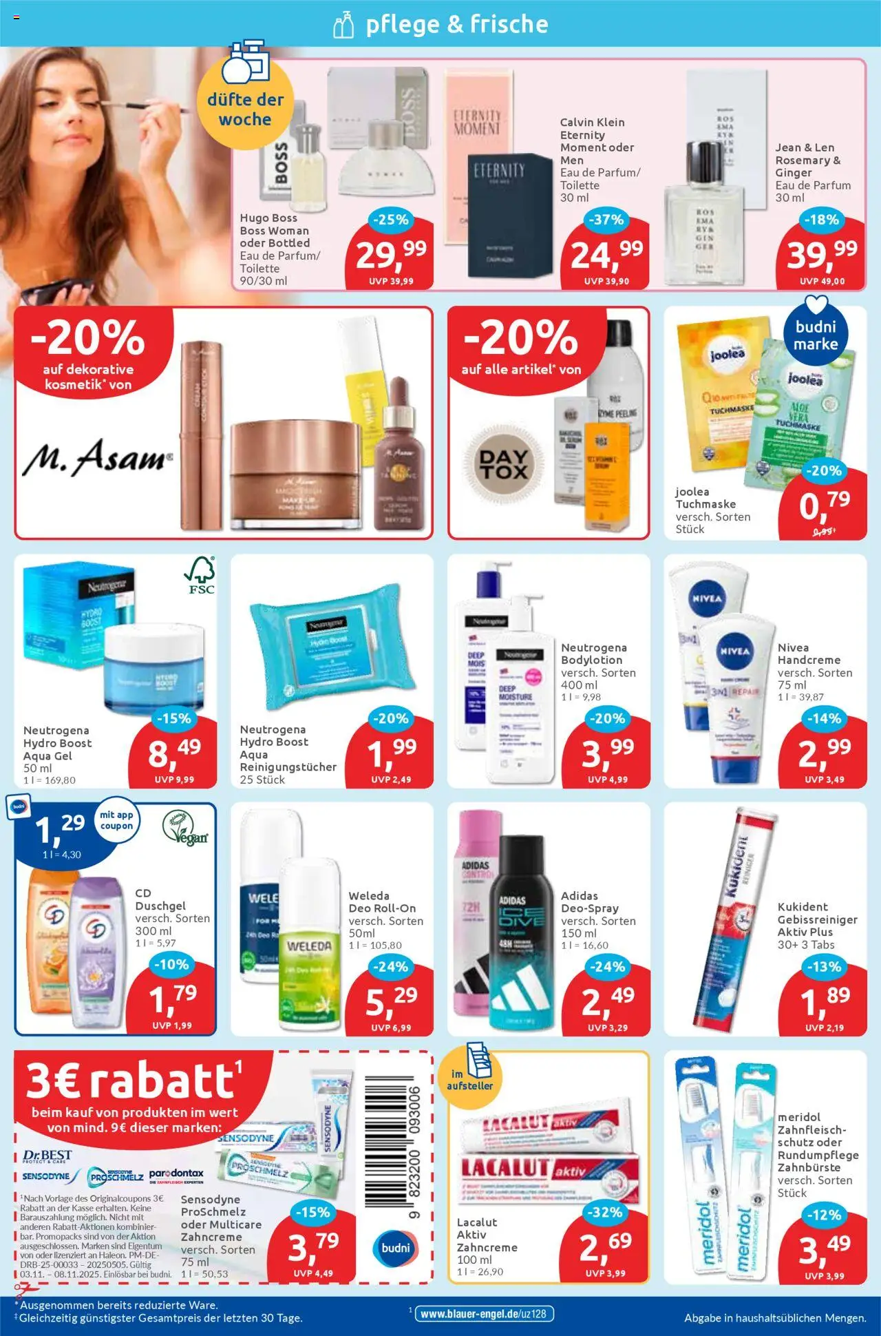 Budni Prospekt 	 – gültig ab 03.11.2025 | Seite: 2 | Produkte: Peeling, Reinigungstücher, Deospray, Eau de Parfum