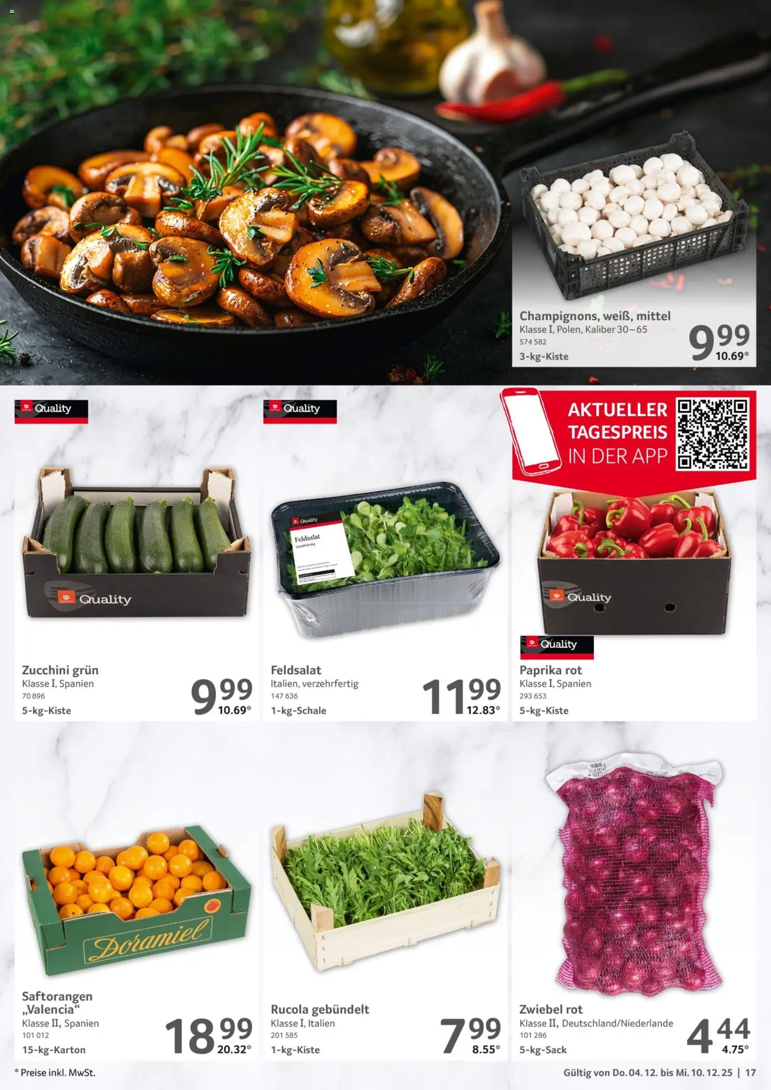 Selgros Prospekt 	 – gültig ab 04.12.2025 | Seite: 17 | Produkte: Paprika rot, Rucola, Paprika, Zucchini