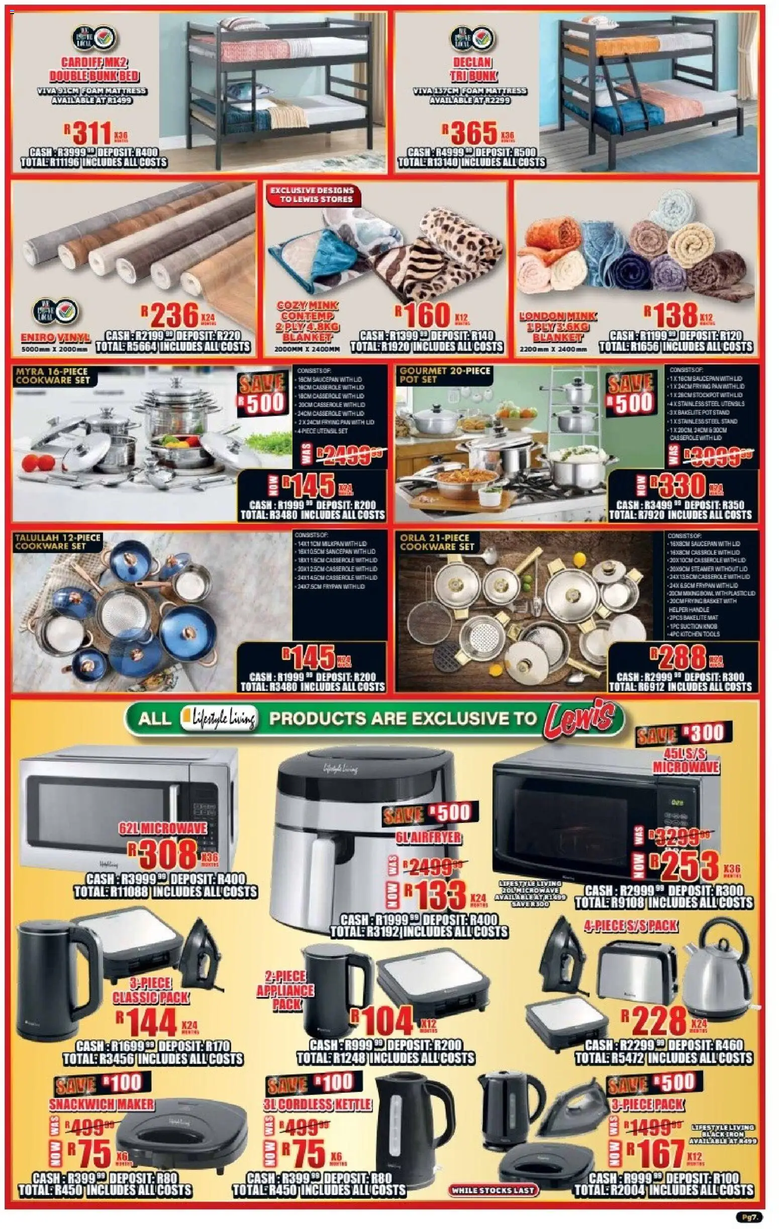 New Lewis Stores catalogue – valid from 05.01.2026 | Page: 7 | Products: Bowl, Kettle, Blanket, Double bunk