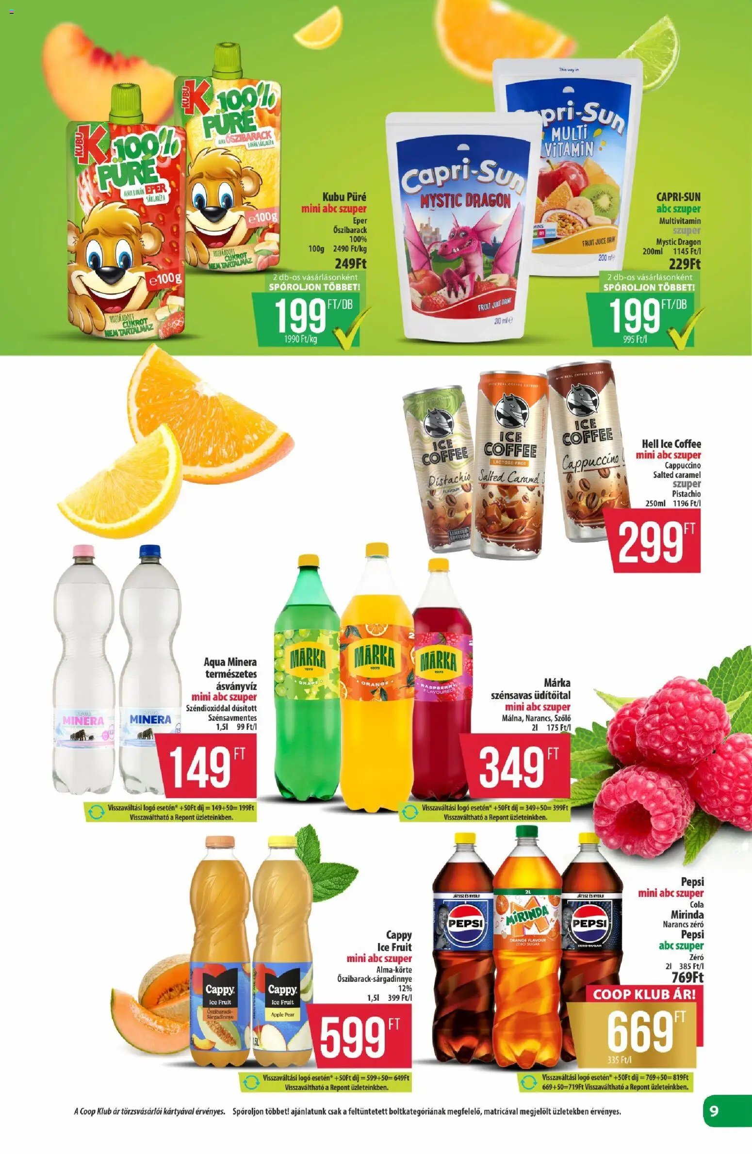 COOP akciós ujság - amely érvényes a következő dátumtól: 16.04.2026 | Oldal: 9 | Termékek: Szőlő, Sárgarépa, Kubu püré, Eper