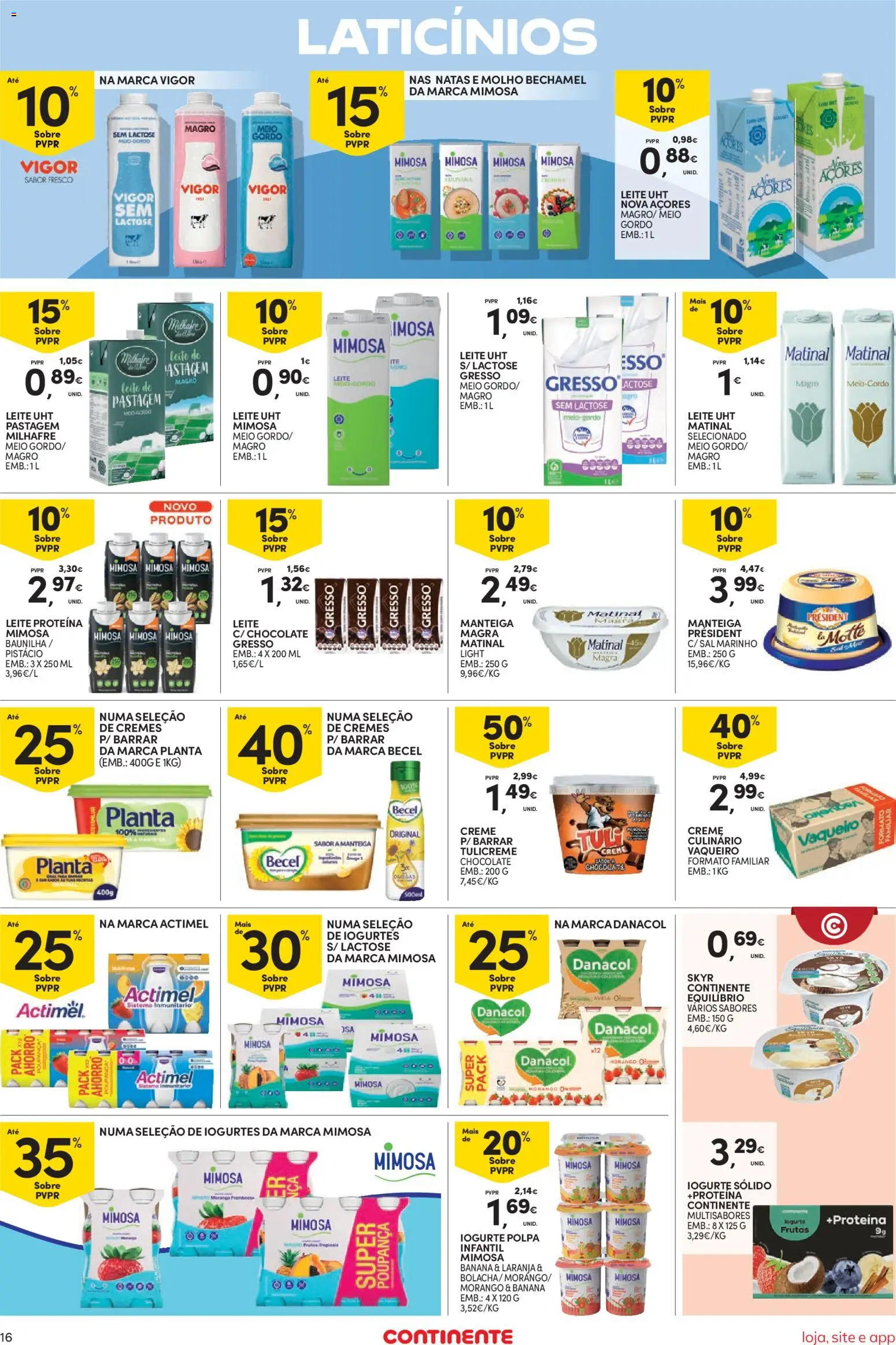 Continente Semanal Continente Bom Dia │ válido de 14.04.2026 | Página: 16 | Produtos: Banana, Iogurtes, Leite, Iogurte