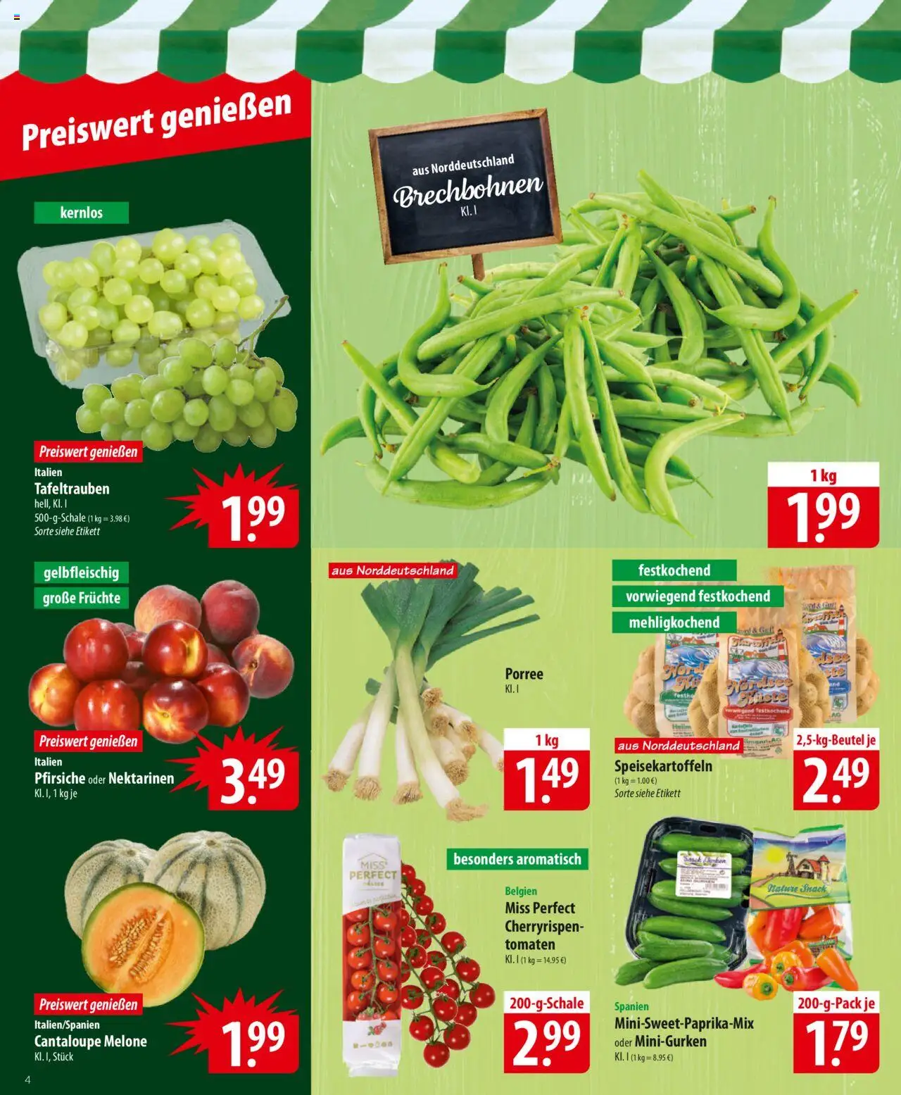 Famila Prospekt 	 - gültig ab dem 18.08.2025 | Seite: 4 | Produkte: Nektarinen, Tomaten, Melone