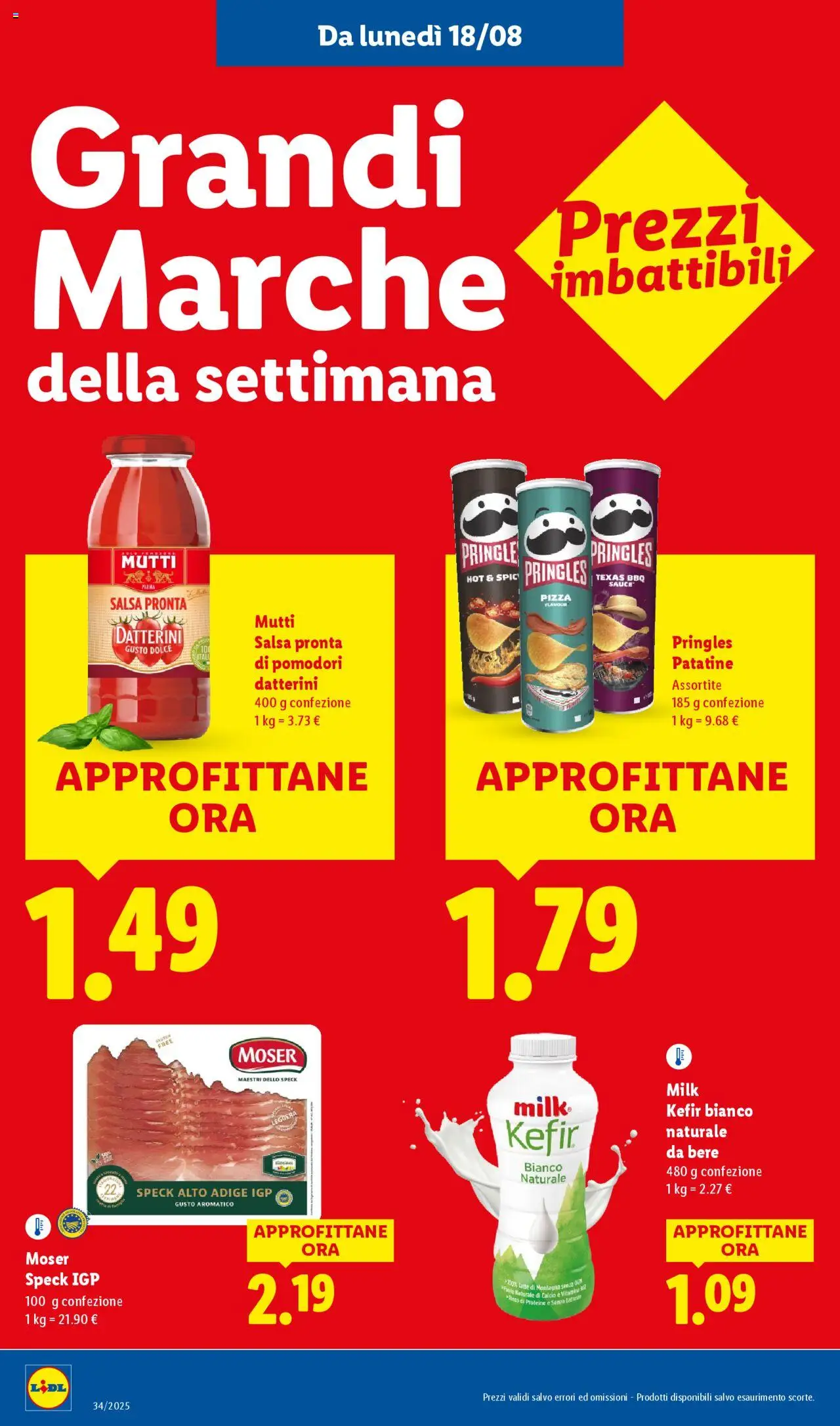Volantino Lidl del 18.08.2025 | Pagina: 18 | Prodotti: Pizza, Patatine, Salsa, Mutti