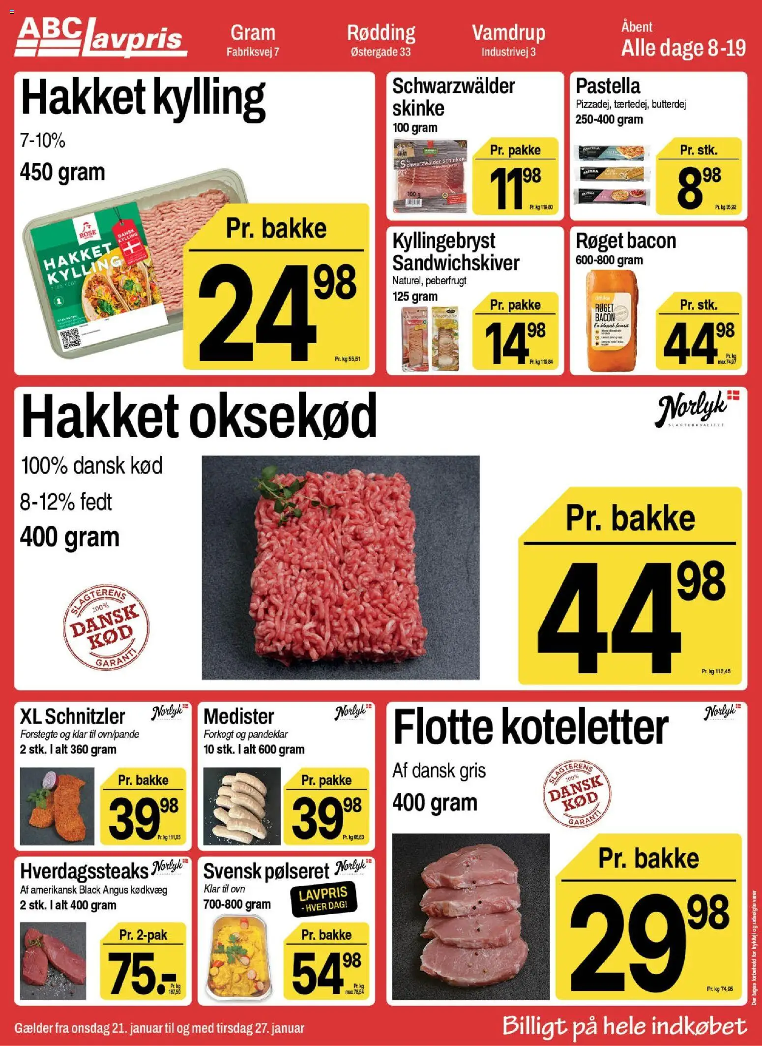 Abc Lavpris tilbudsavis – gyldig fra 21.01.2026 | Side: 5 | Produkter: Butterdej, Skinke, Koteletter, Schnitzler