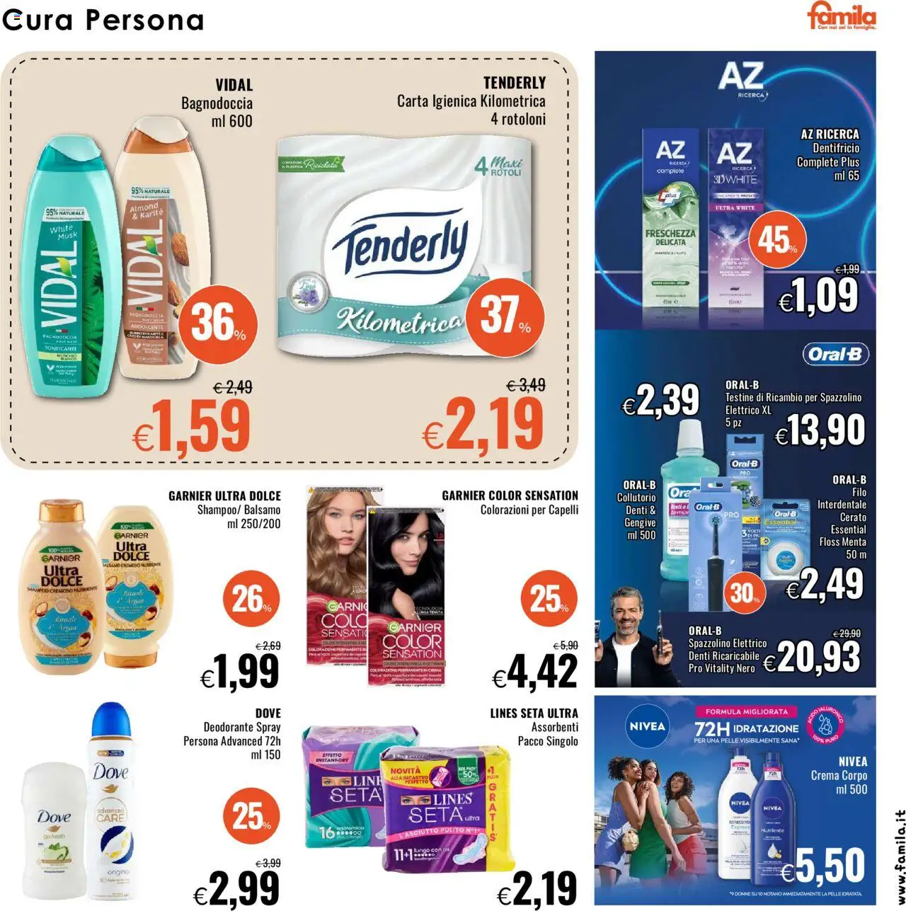 Volantino Famila del 21.08.2025 | Pagina: 15 | Prodotti: Deodorante, Collutorio, Menta, Spazzolino elettrico