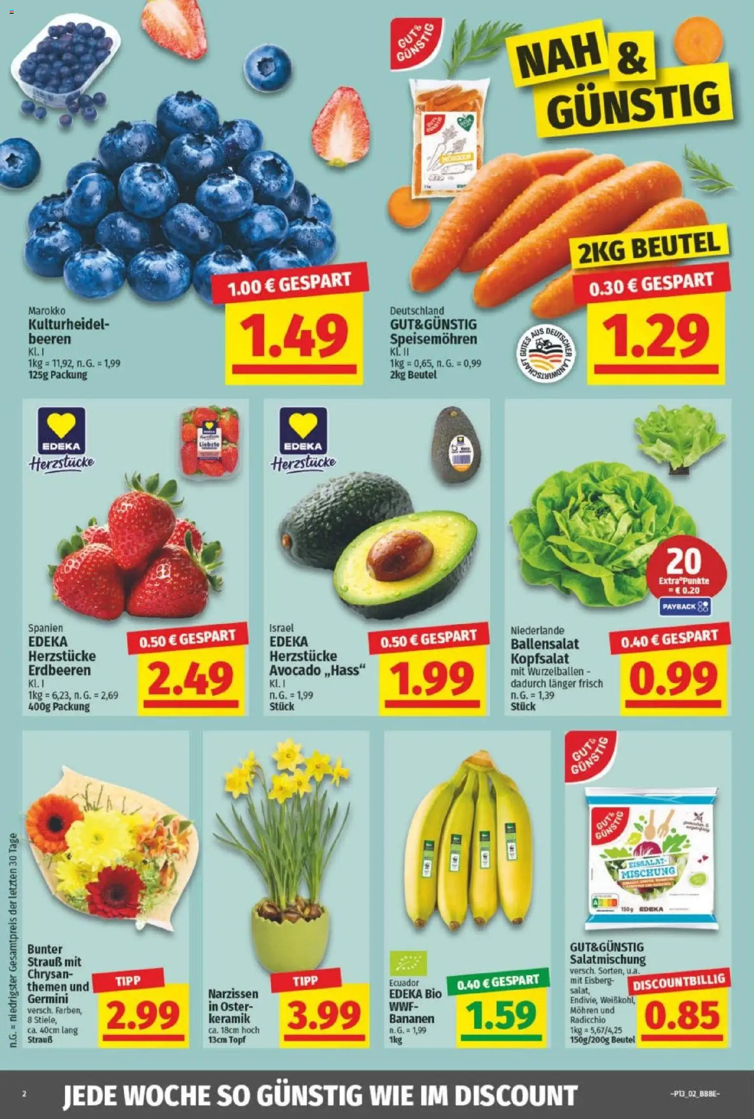 NP Discount Prospekt – gültig ab 23.03.2026 | Seite: 2 | Produkte: Mohren, Avocado, Eissalat, Erdbeeren