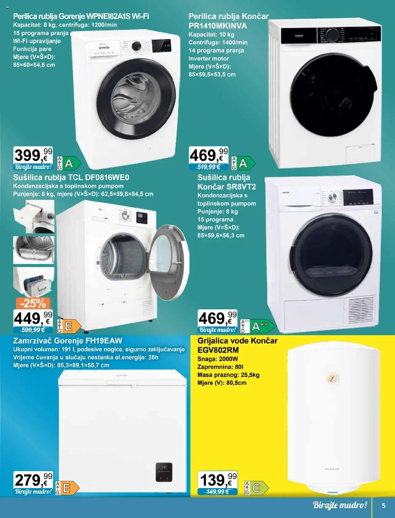 KTC katalog | vrijedi od 08.10.2025 | Stranica: 5 | Proizvodi: Perilica rublja, Zamrzivač, Sušilica