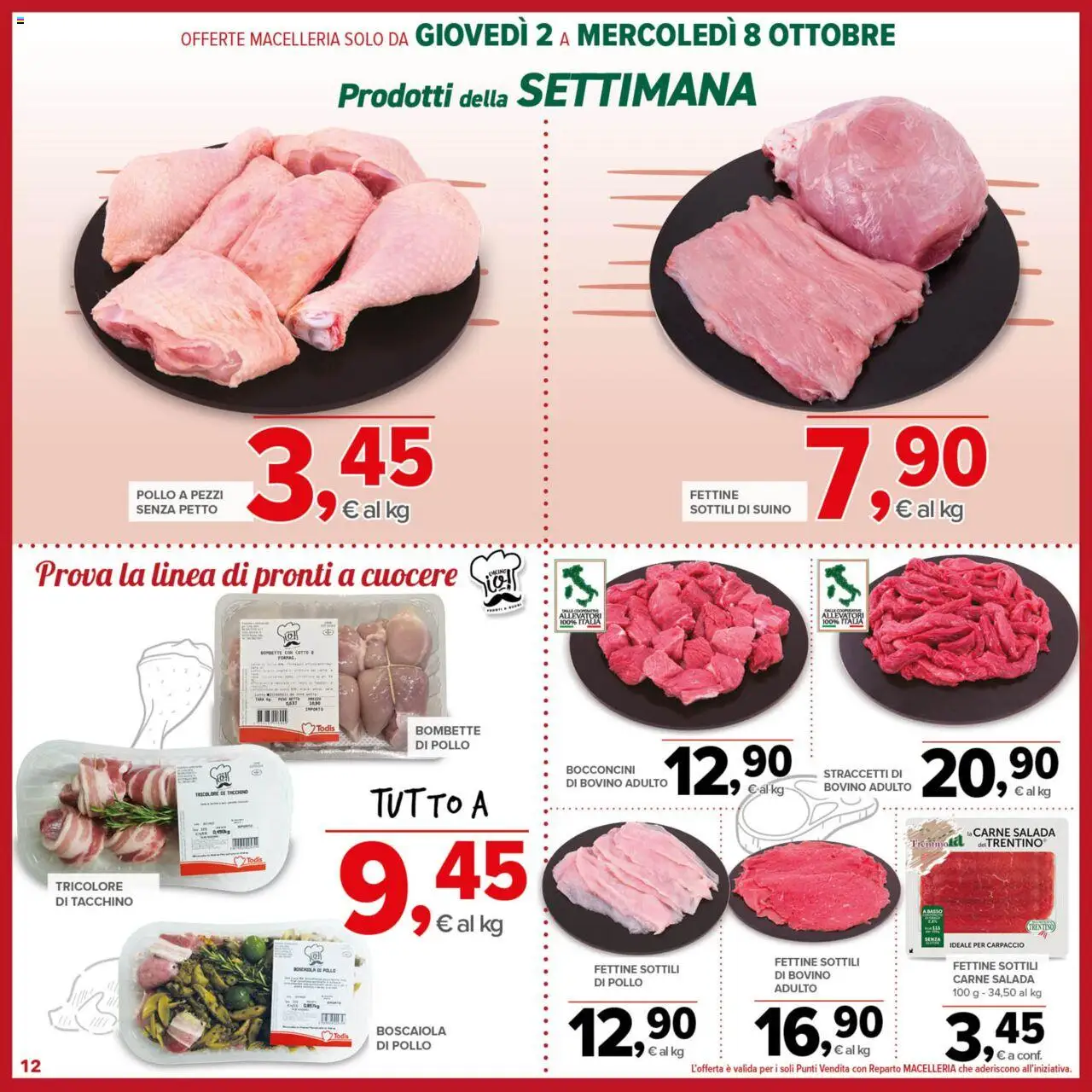 Volantino Todis del 02.10.2025 | Pagina: 12 | Prodotti: Bovino, Pollo, Suino, Tacchino