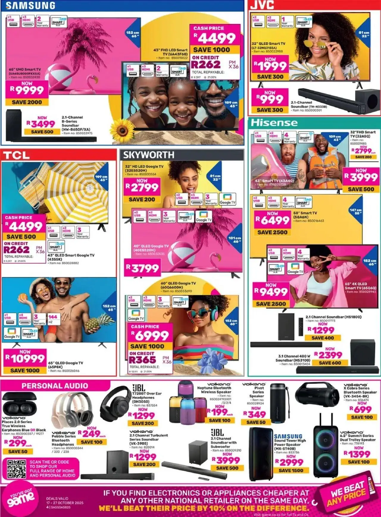 Game - Let Summer Vibes Come Play valid from 17.10.2025 | Page: 4 | Products: Speaker, Tv, Game, Headphones