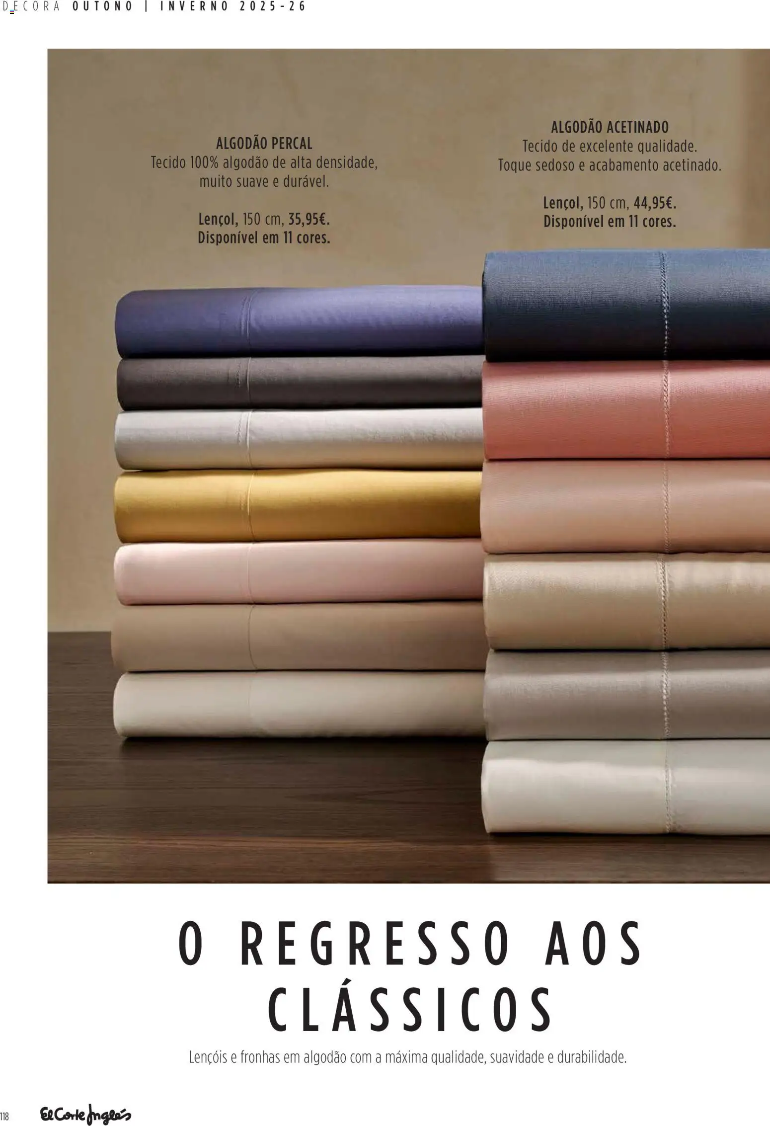 El Corte Ingles Decora │ válido de 23.10.2025 | Página: 118 | Produtos: Lençóis, Algodão