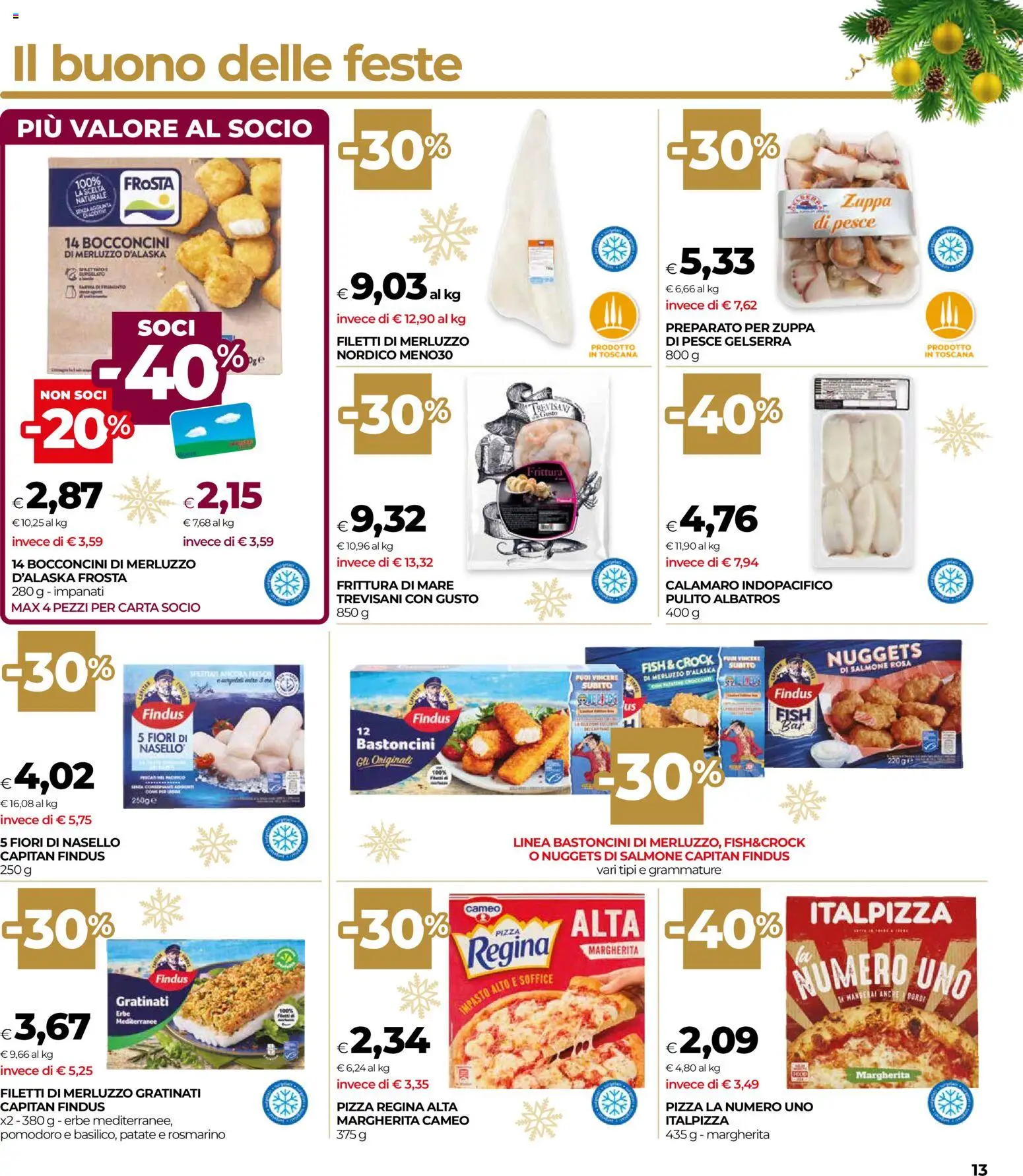 Volantino COOP del 04.12.2025 | Pagina: 13 | Prodotti: Pizza, Pesce, Merluzzo, Nuggets