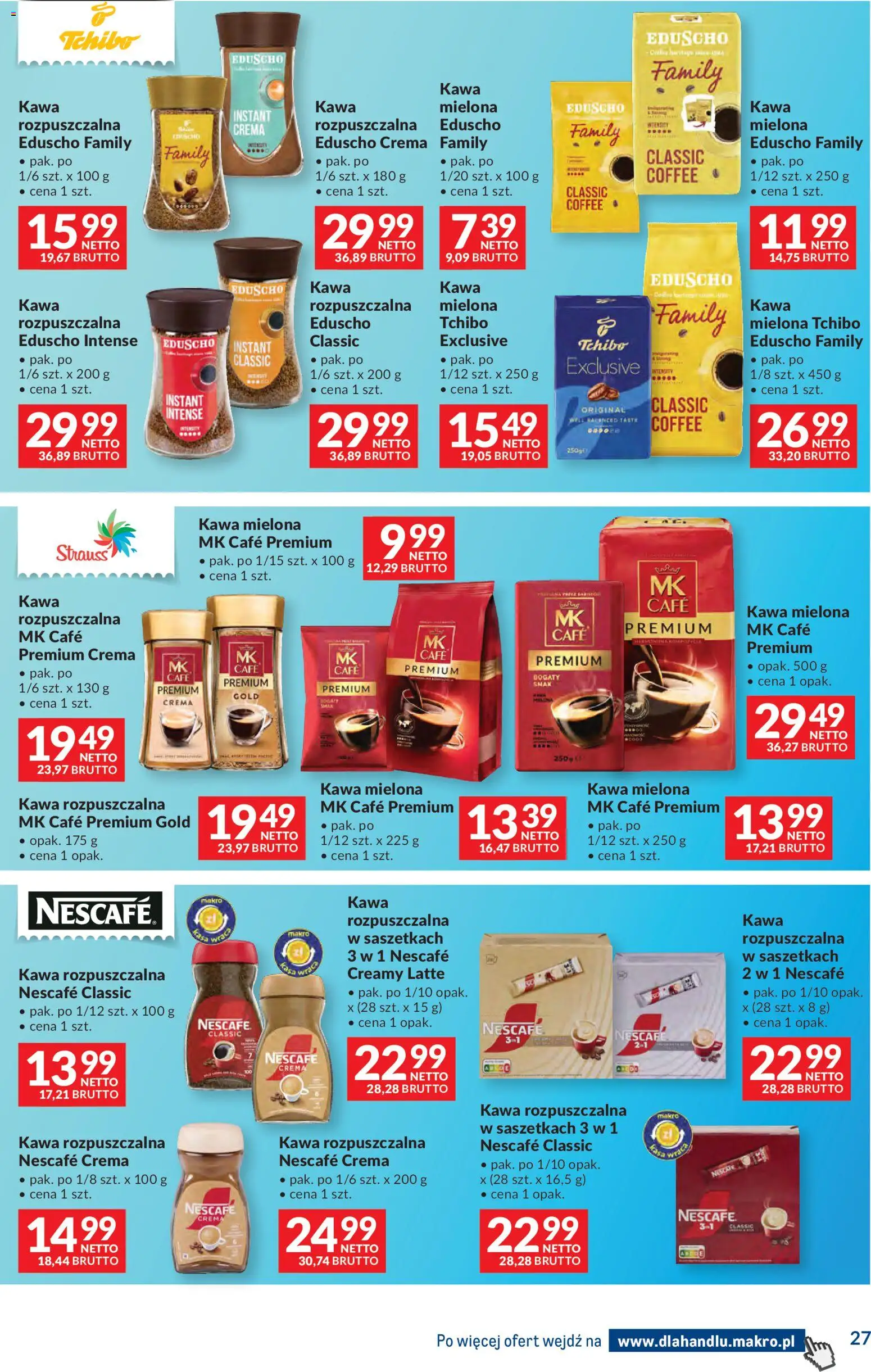 Makro Gazetka - Dystrybucja do sklepów od 09.12.2025 | Strona: 27 | Produkty: Nescafe, Kawa rozpuszczalna, Tchibo, Kawa