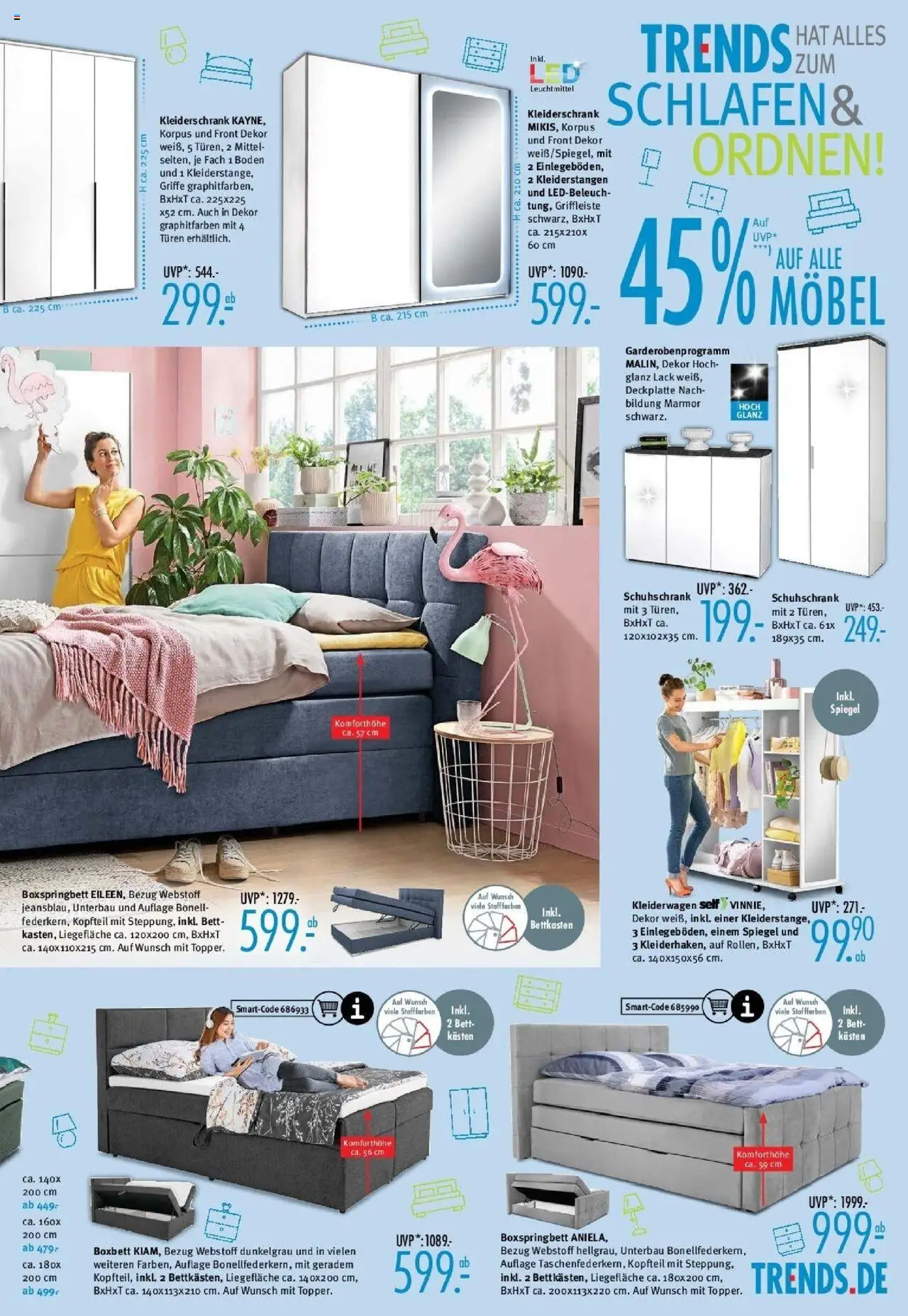 Trends - Ostermann Trends: Neue Möbel wirken Wunder. - gültig ab dem 30.05.2025 | Seite: 5 | Produkte: Bett, Kleiderschrank, Boxspringbett, Spiegel